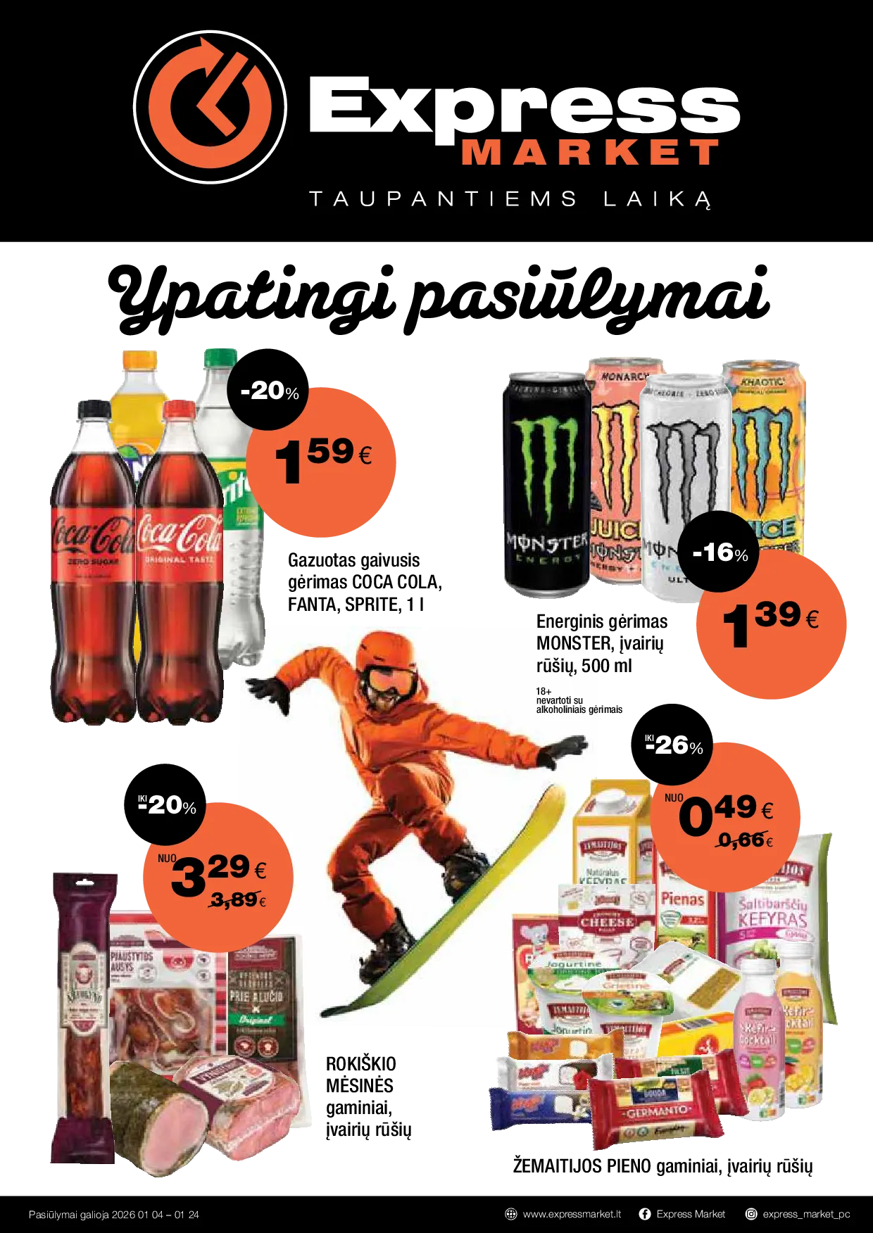 Express Market akcijų leidinys – 1 psl.