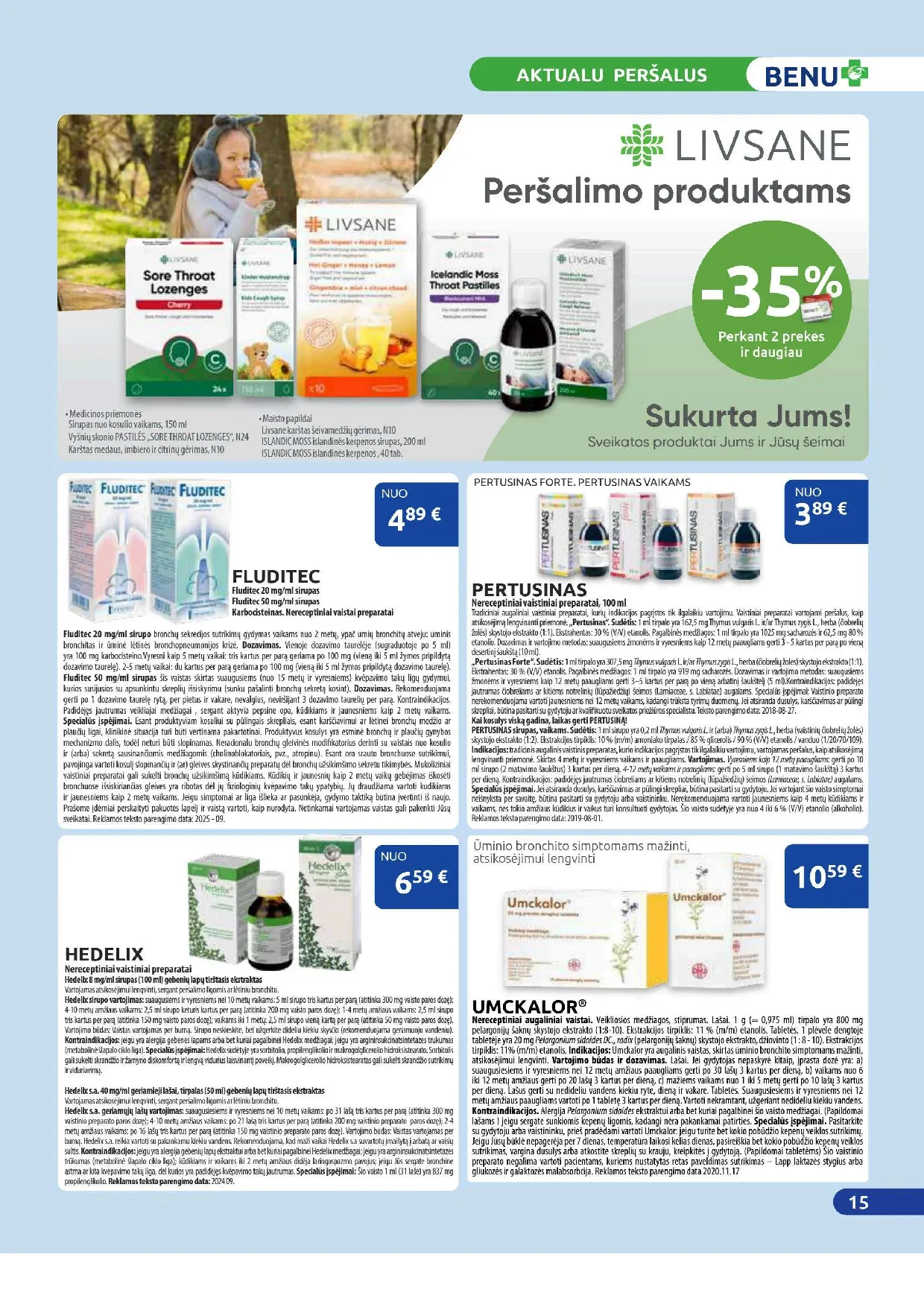 Benu vaistinės akcijų leidinys – 15 psl.