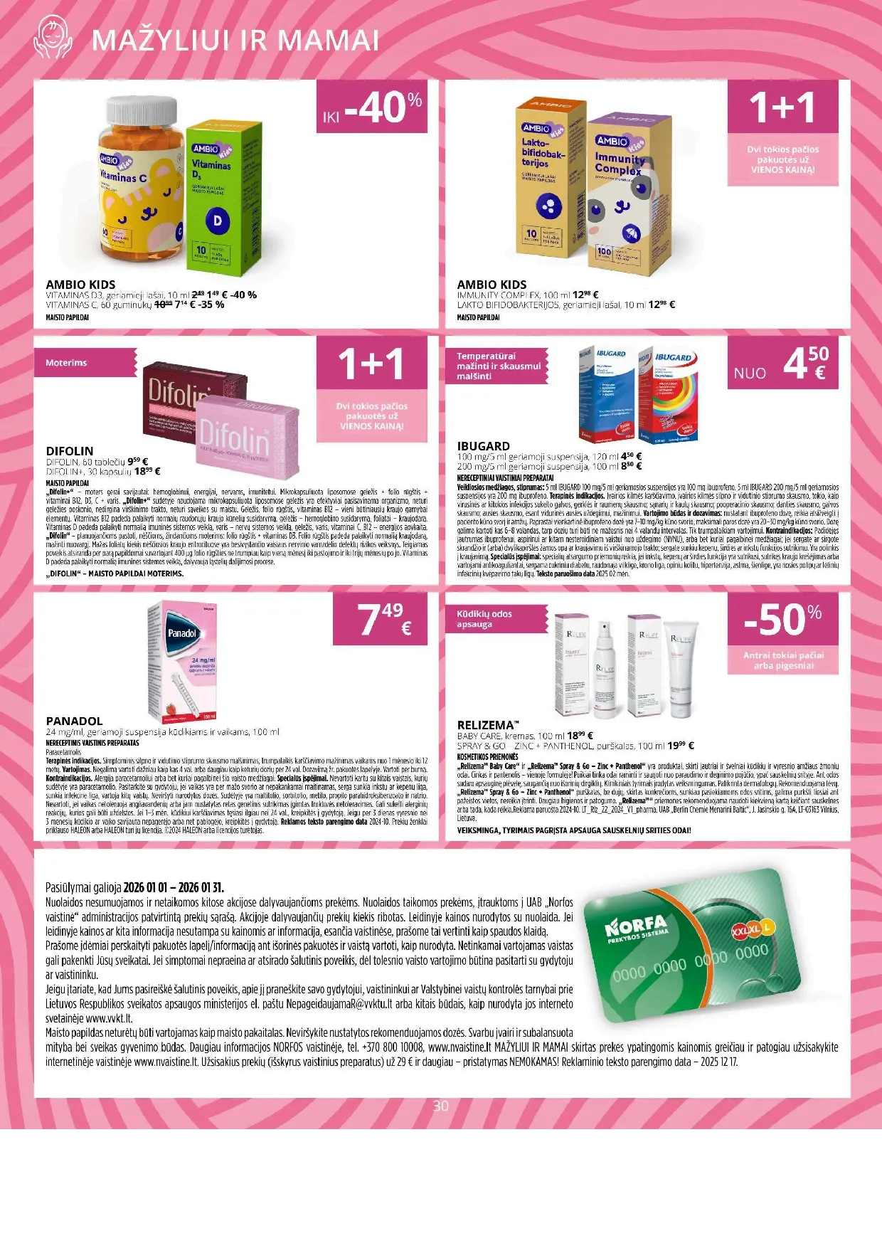 Norfa vaistinės akcijų leidinys – 30 psl.