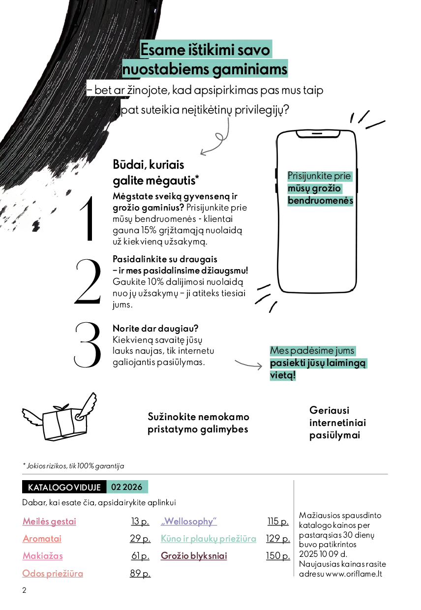 Oriflame akcijų katalogas – 2 psl.