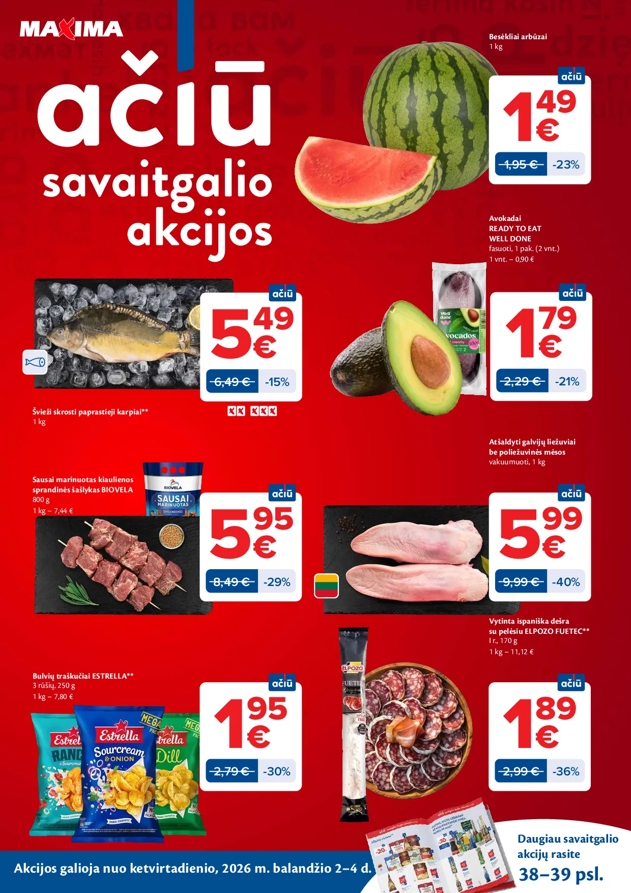 Maxima akcijos šią savaitę. Galioja nuo 2026-03-31 iki 2026-04-06 – 40 psl.