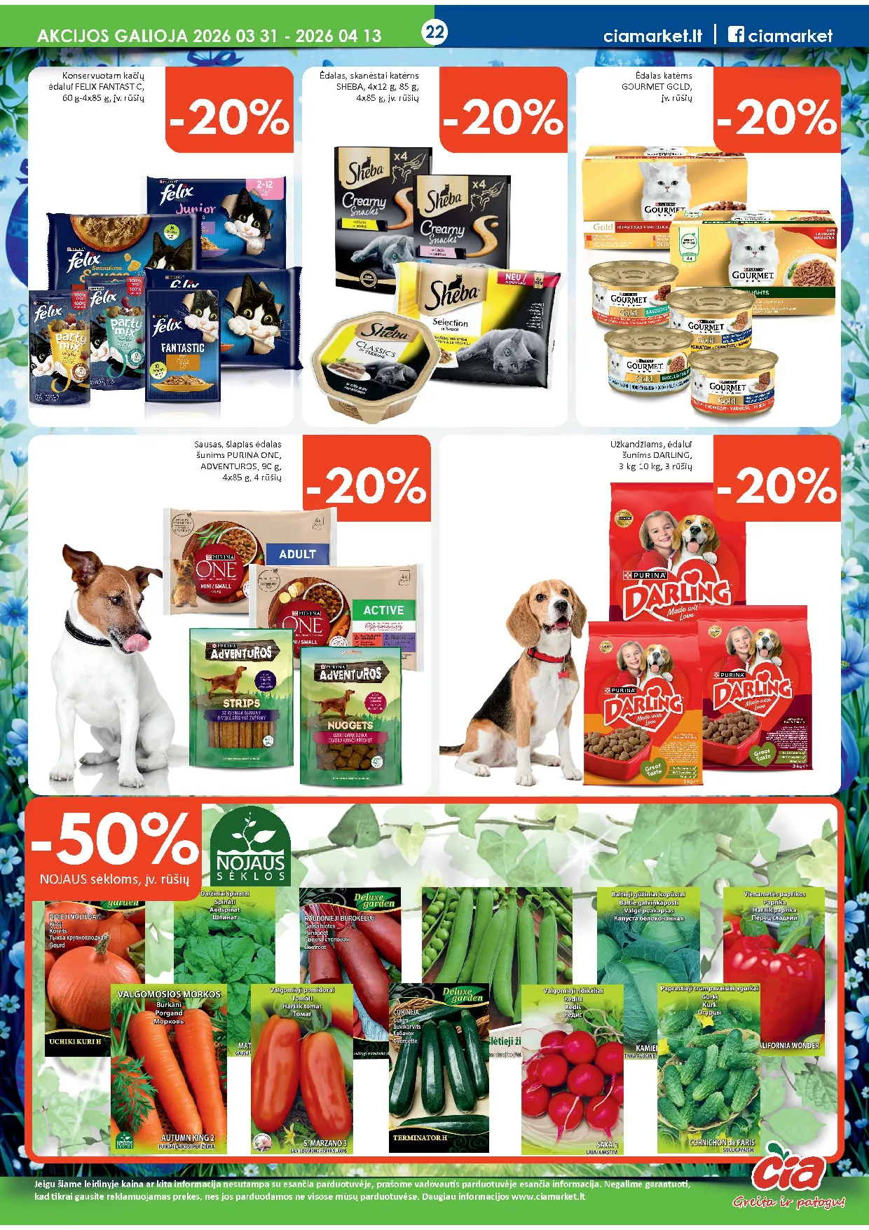Čia Market akcijos šią savaitę. Galioja nuo 2026-03-31 iki 2026-04-13 – 22 psl.