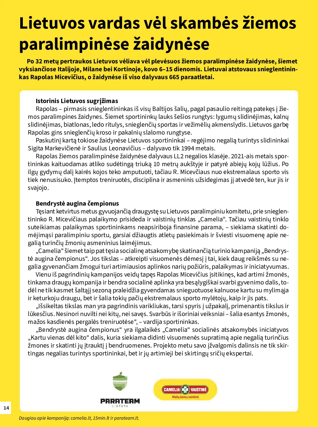 Camelia leidinys – 14 psl.