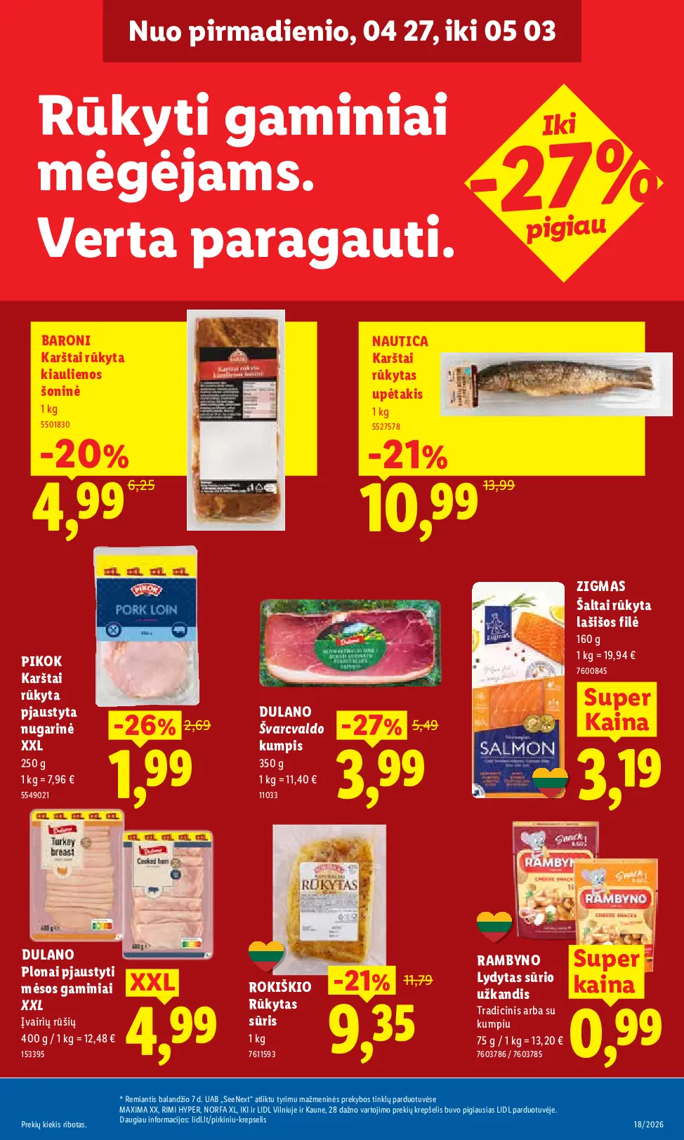 Lidl akcijos šią savaitę. Galioja nuo 2026-04-27 iki 2026-05-03 – 15 psl.