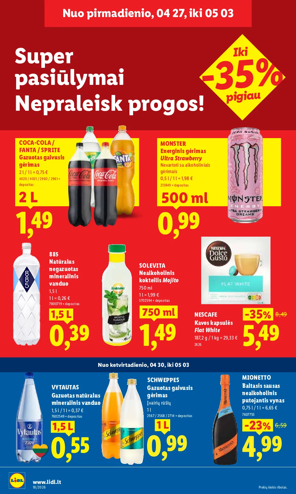 Lidl akcijos šią savaitę. Galioja nuo 2026-04-27 iki 2026-05-03 – 18 psl.