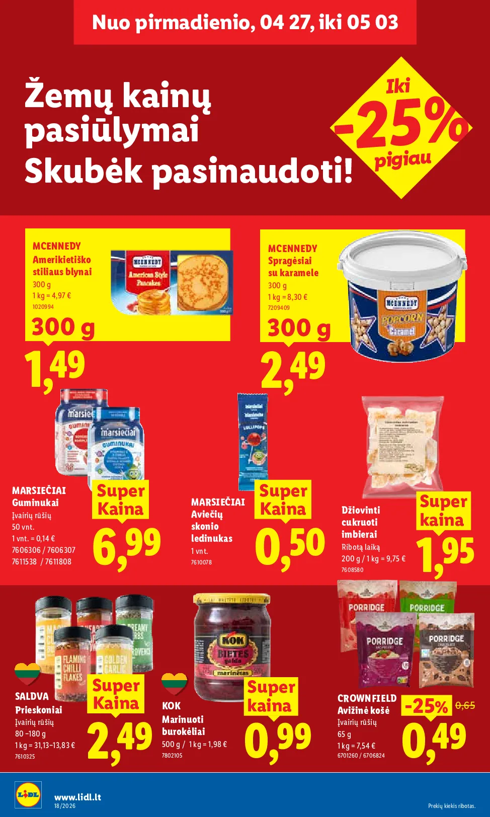 Lidl akcijos šią savaitę. Galioja nuo 2026-04-27 iki 2026-05-03 – 20 psl.