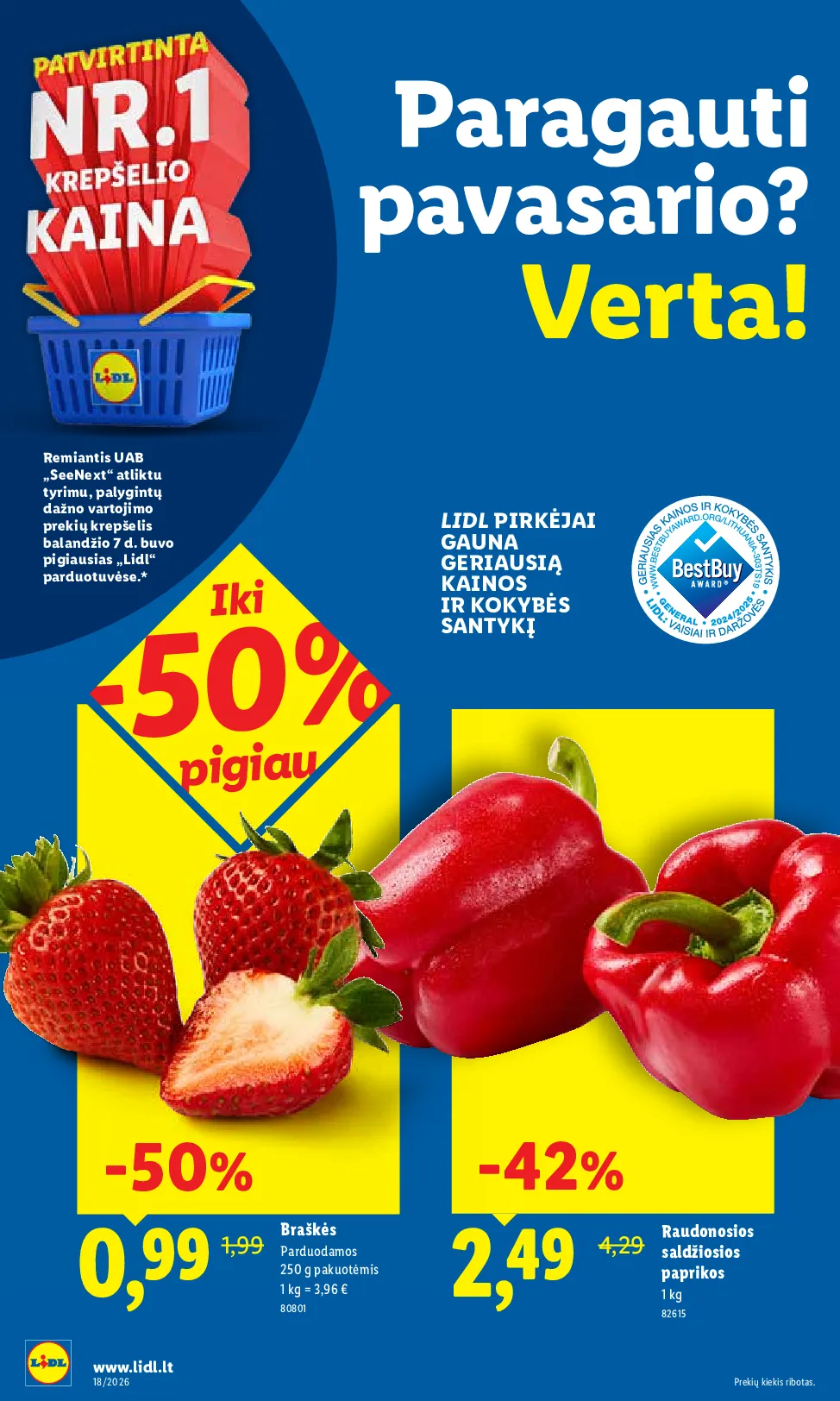 Lidl akcijos šią savaitę. Galioja nuo 2026-04-27 iki 2026-05-03 – 34 psl.