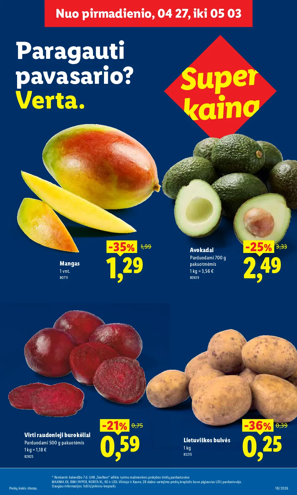 Lidl akcijos šią savaitę. Galioja nuo 2026-04-27 iki 2026-05-03 – 5 psl.