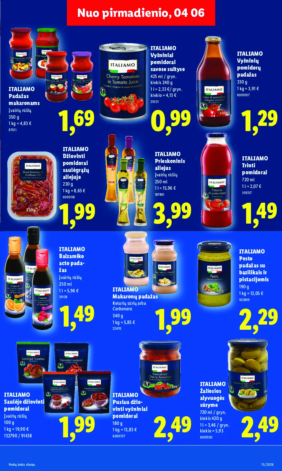 Lidl akcijos šią savaitę. Galioja nuo 2026-04-06 iki 2026-04-12 – 15 psl.