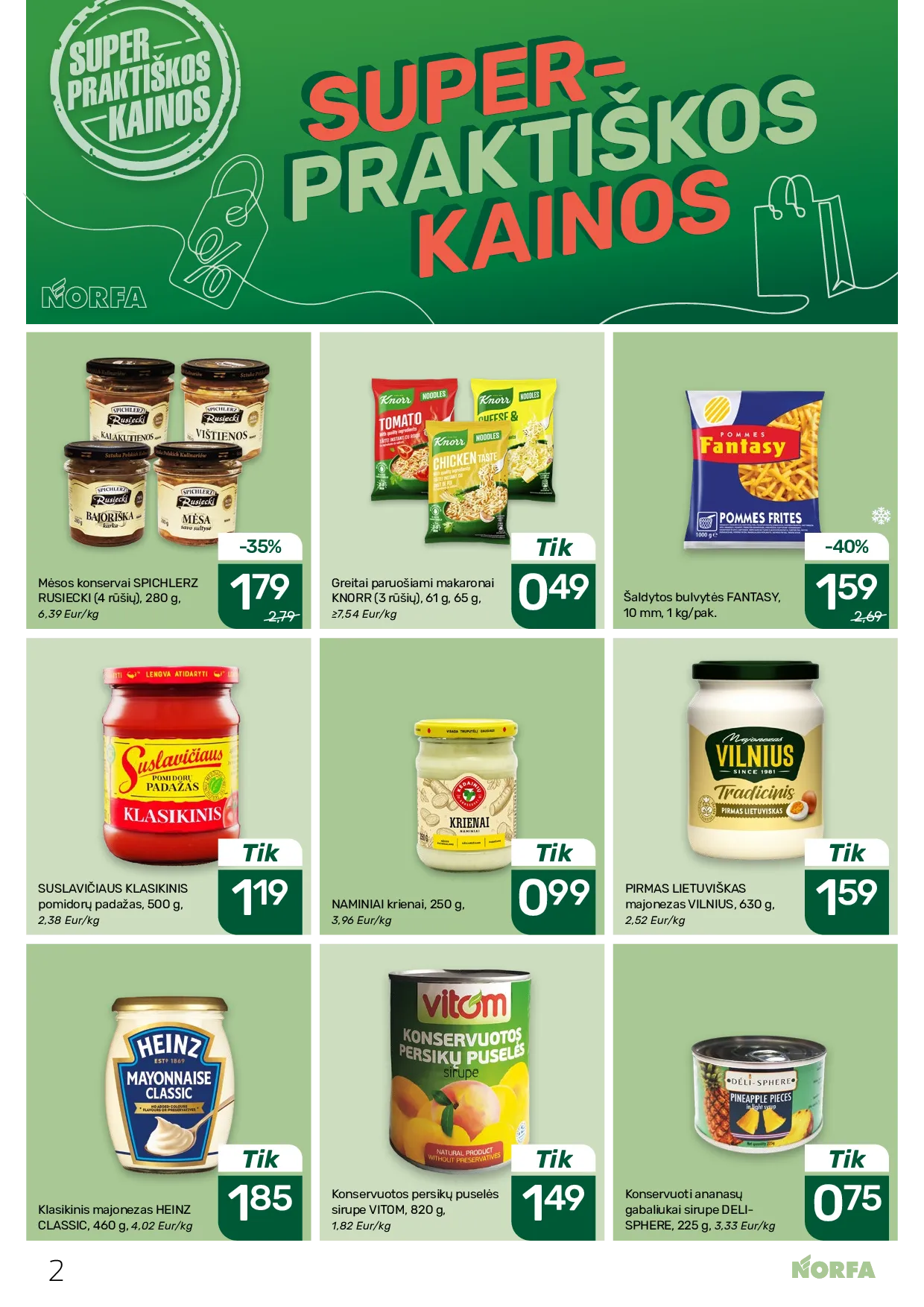 Norfa akcijos šią savaitę. Galioja nuo 2026-04-02 iki 2026-04-15 – 2 psl.