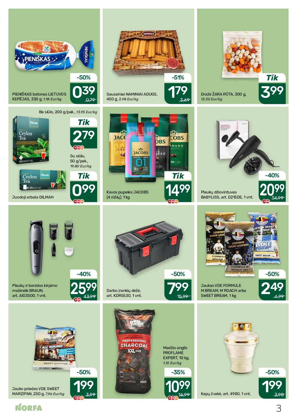 Norfa akcijos šią savaitę. Galioja nuo 2026-04-02 iki 2026-04-15 – 3 psl.