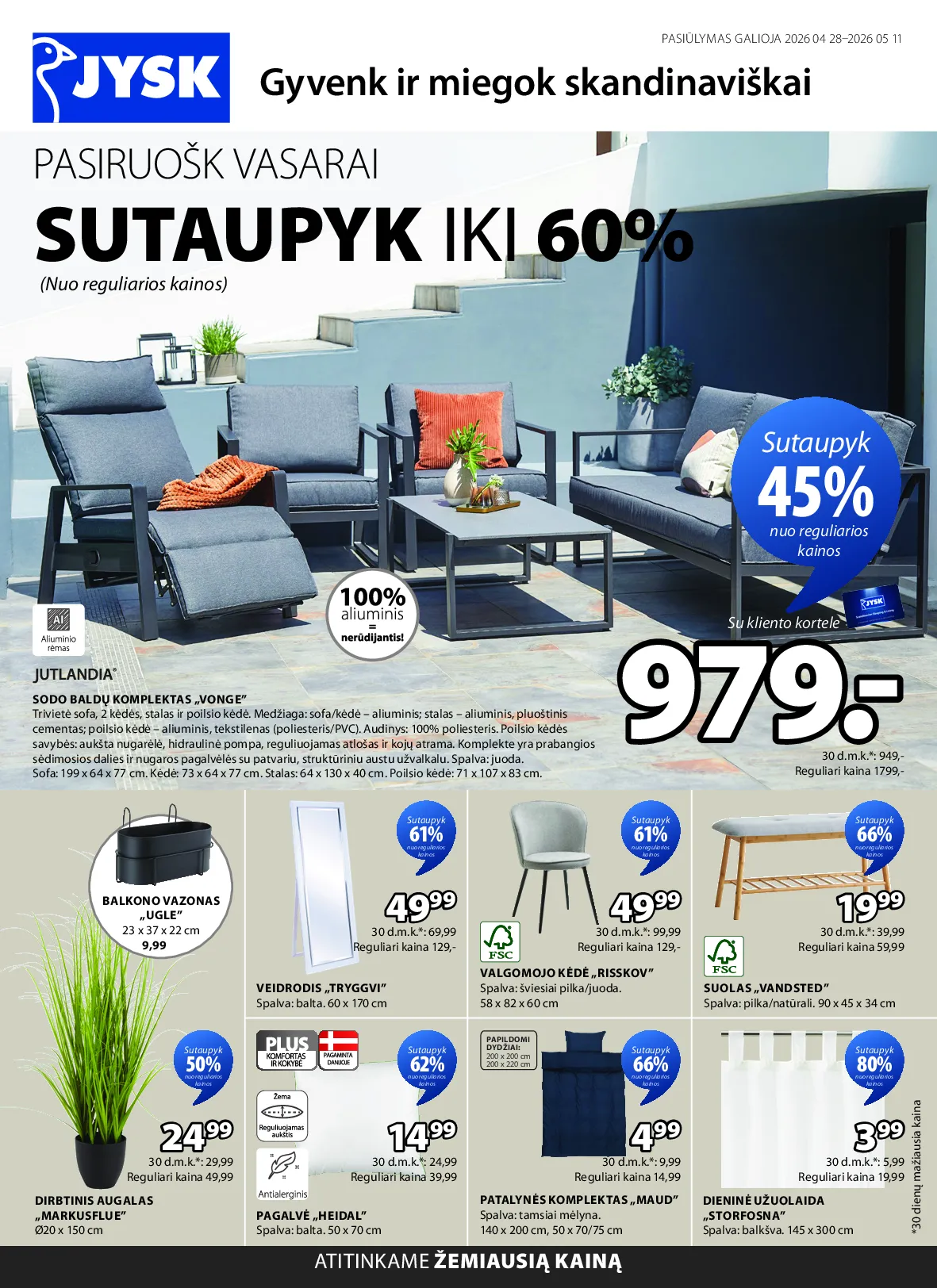 Jysk akcijos šią savaitę. Galioja nuo 2026-04-28 iki 2026-05-11 – 2 psl.