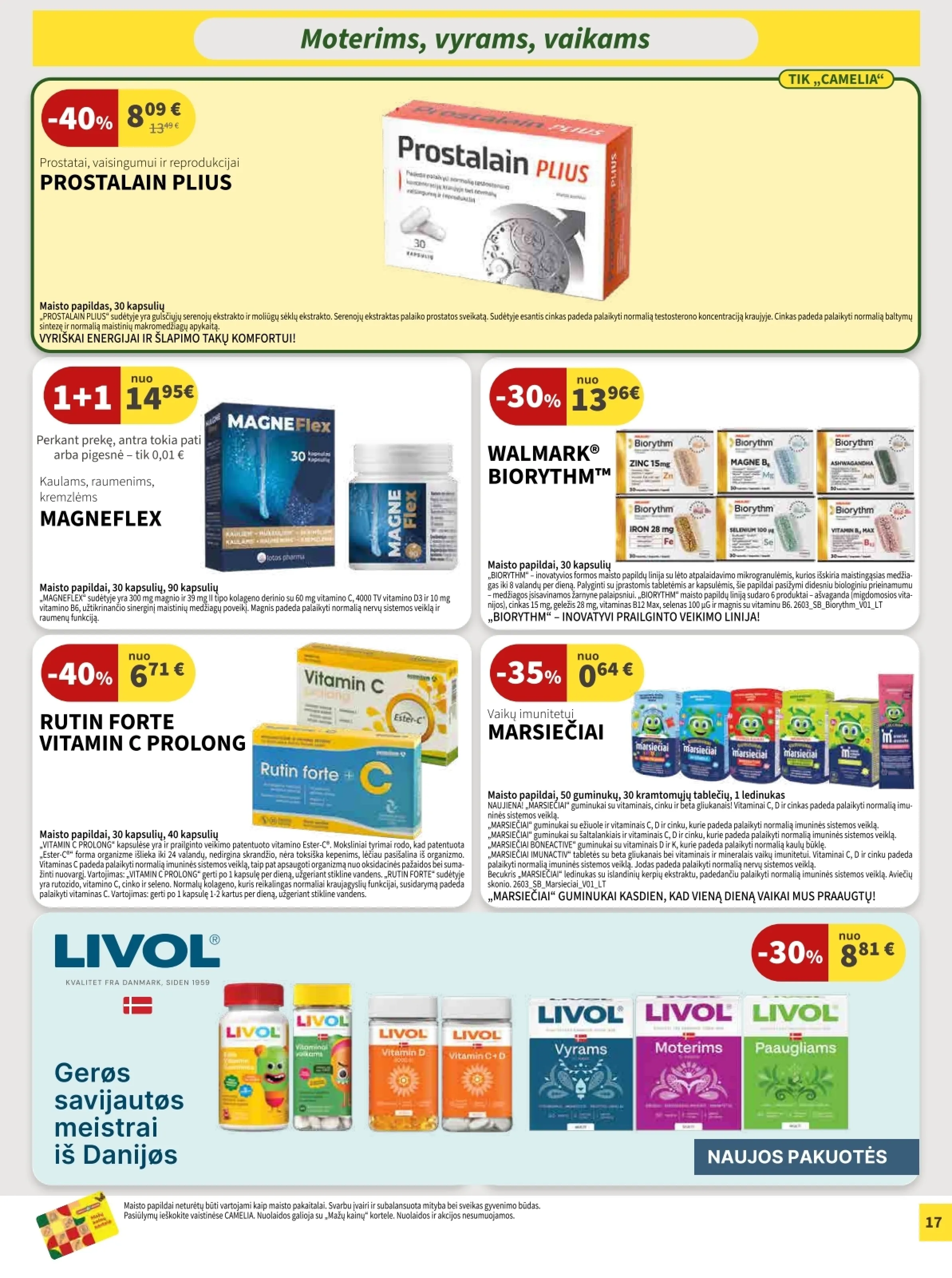 Camelia vaistinė akcijos šią savaitę. Galioja nuo 2026-04-01 iki 2026-04-30 – 17 psl.