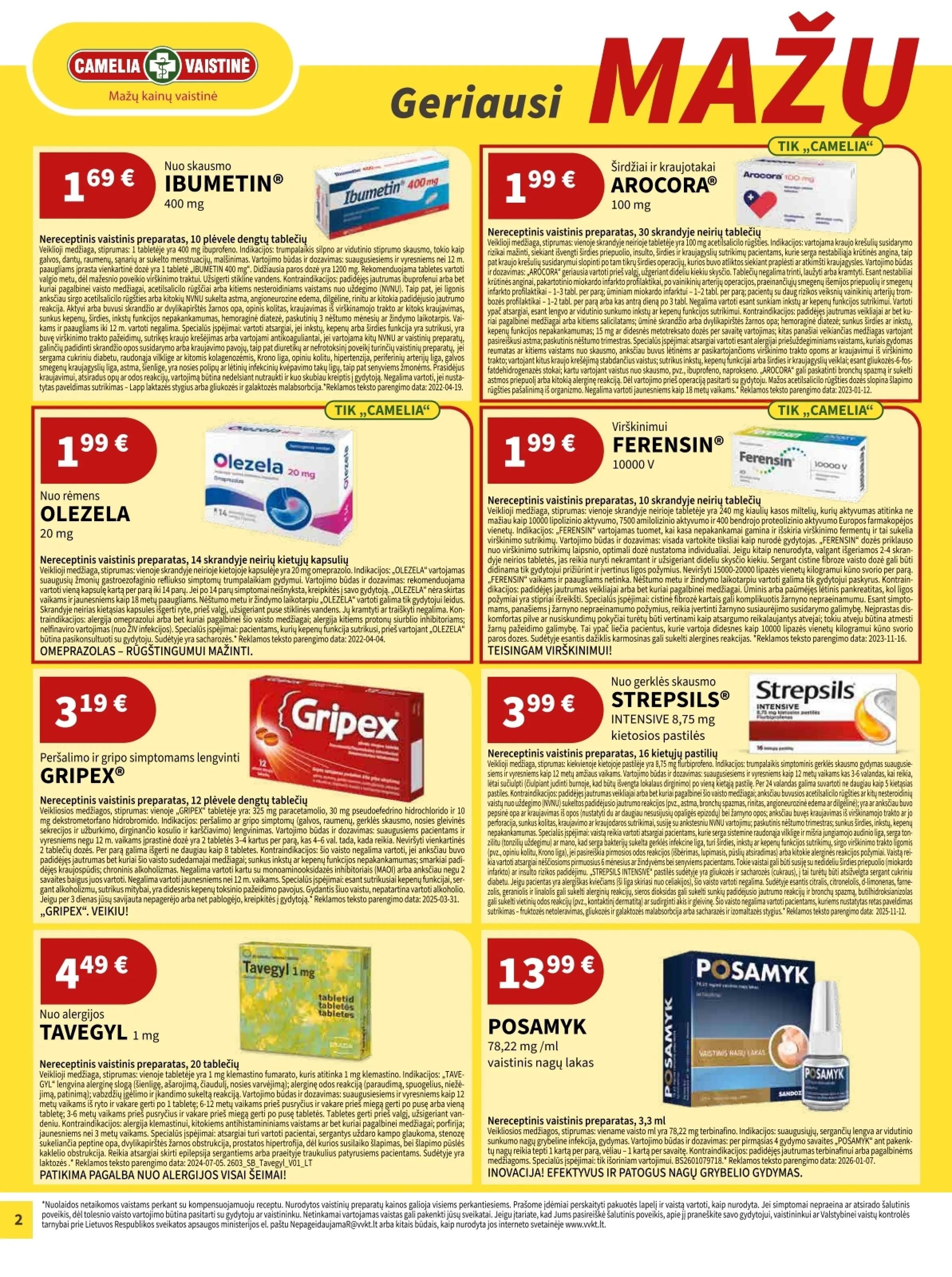 Camelia vaistinė akcijos šią savaitę. Galioja nuo 2026-04-01 iki 2026-04-30 – 2 psl.