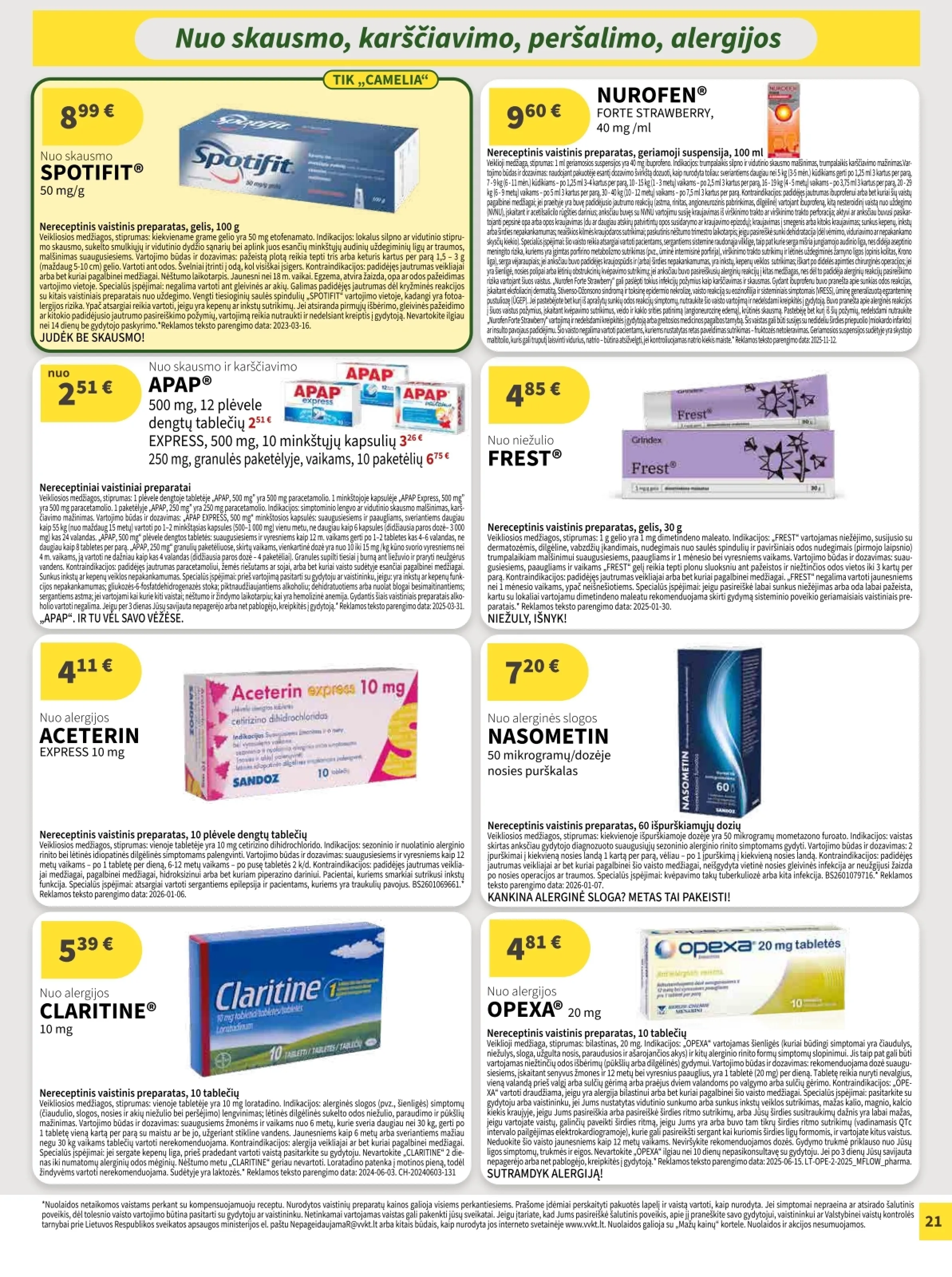 Camelia vaistinė akcijos šią savaitę. Galioja nuo 2026-04-01 iki 2026-04-30 – 21 psl.