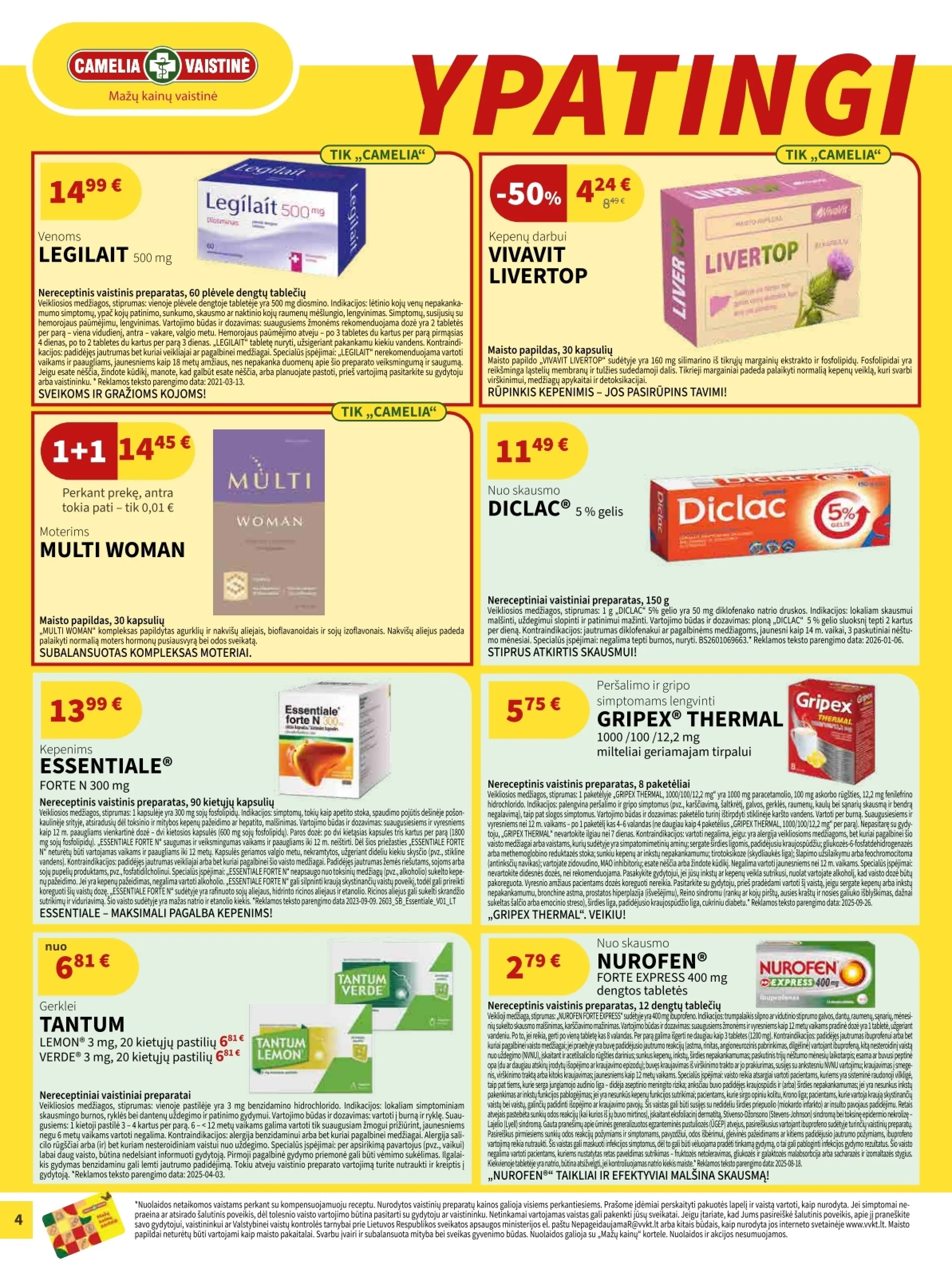 Camelia vaistinė akcijos šią savaitę. Galioja nuo 2026-04-01 iki 2026-04-30 – 4 psl.