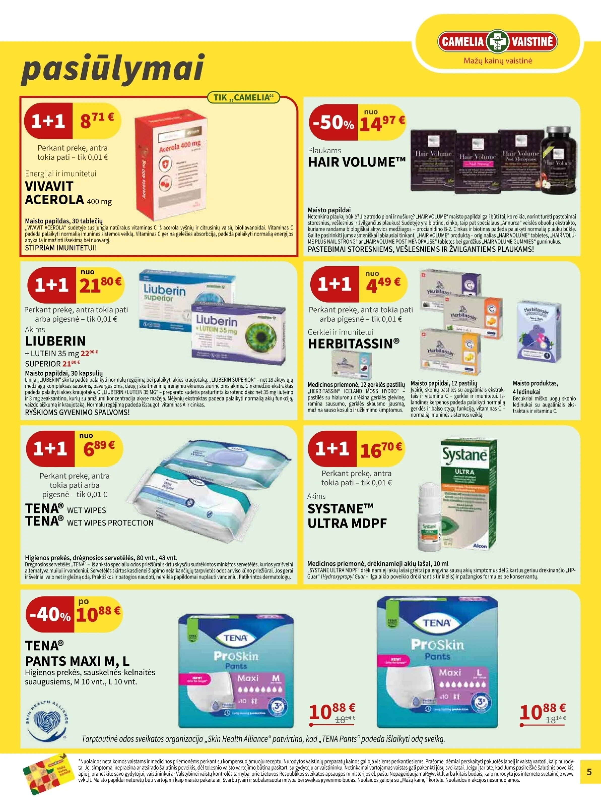 Camelia vaistinė akcijos šią savaitę. Galioja nuo 2026-04-01 iki 2026-04-30 – 5 psl.