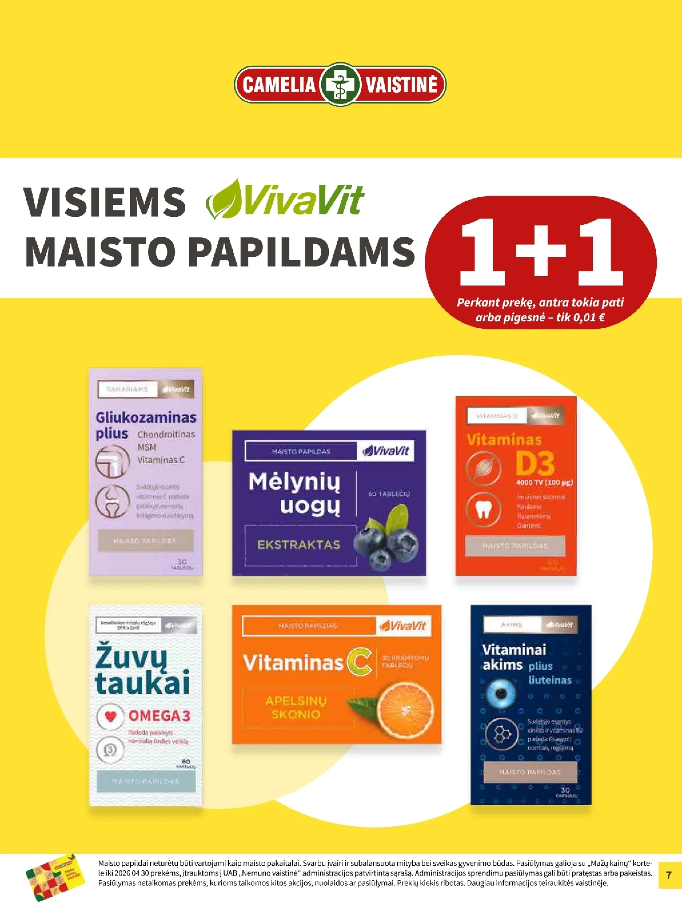 Camelia vaistinė akcijos šią savaitę. Galioja nuo 2026-04-01 iki 2026-04-30 – 7 psl.