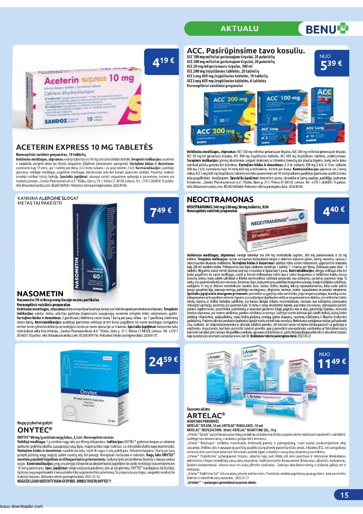 Benu leidinys – 15 psl.