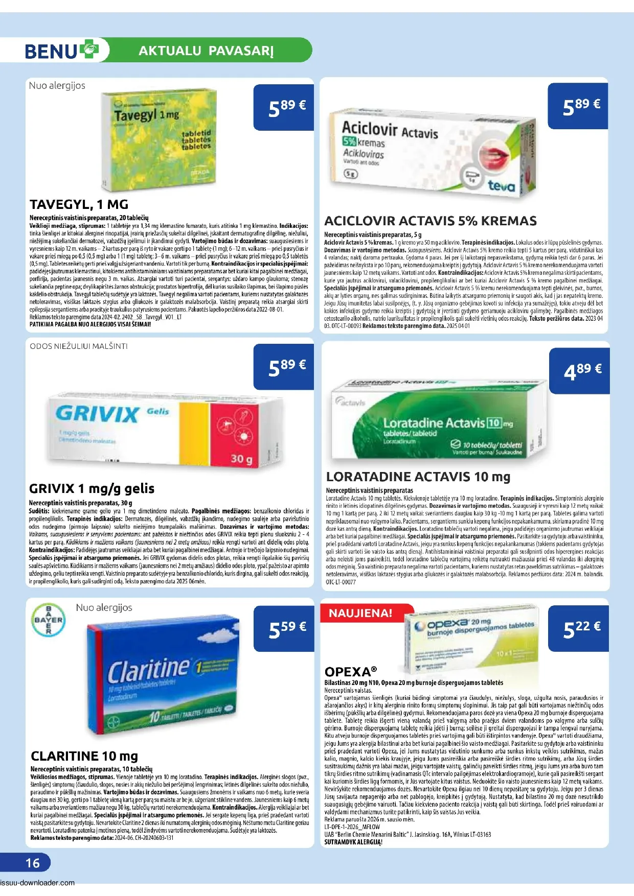 Benu leidinys – 16 psl.