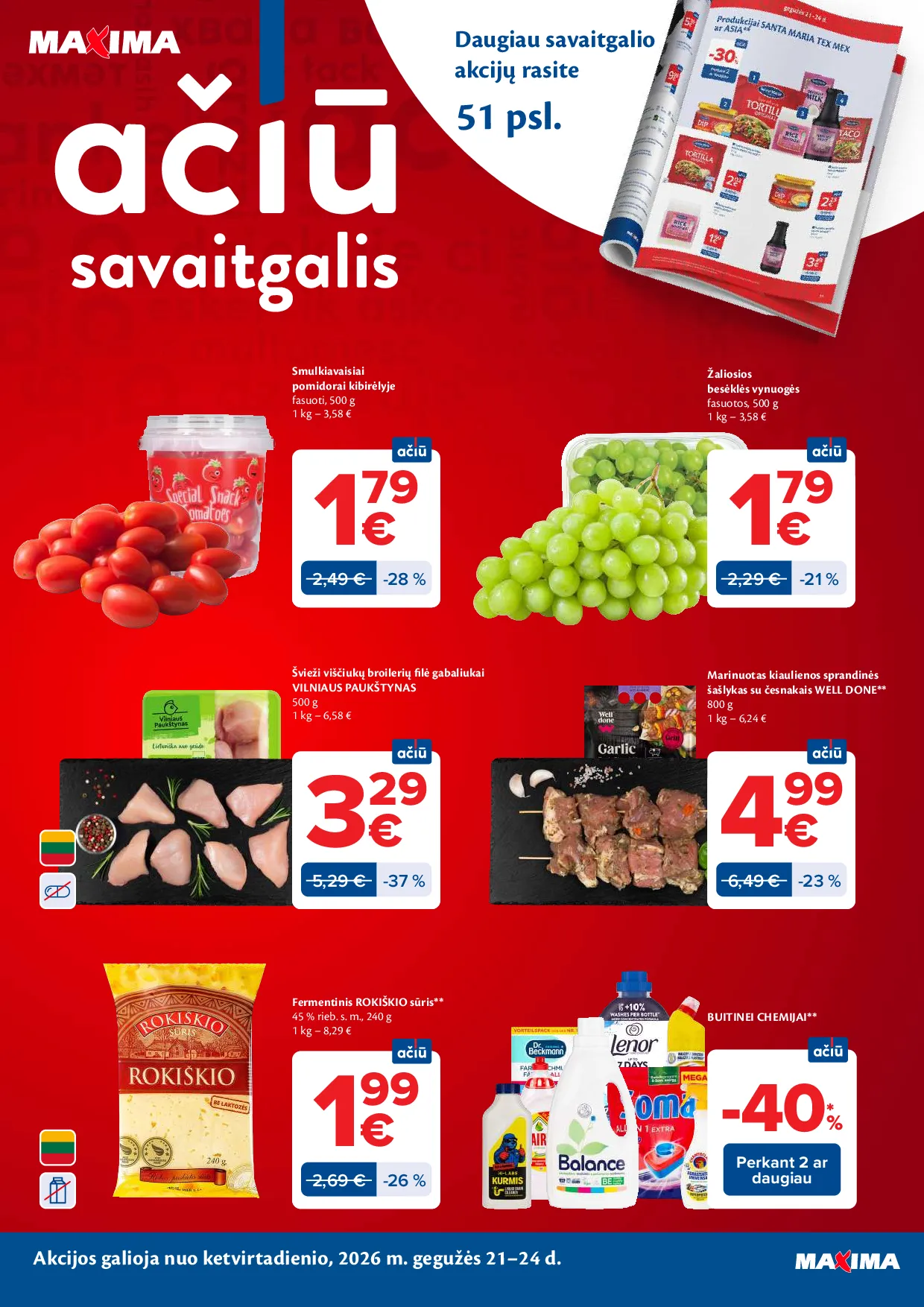 Maxima akcijos šią savaitę. Galioja nuo 2026-05-19 iki 2026-05-25 – 52 psl.