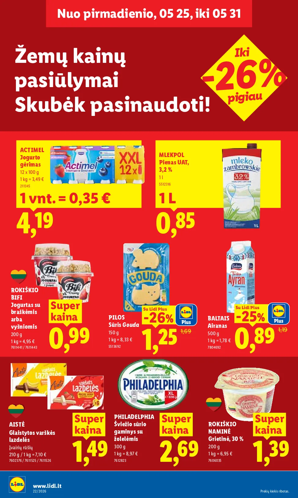 Lidl akcijos šią savaitę. Galioja nuo 2026-05-25 iki 2026-05-31 – 12 psl.