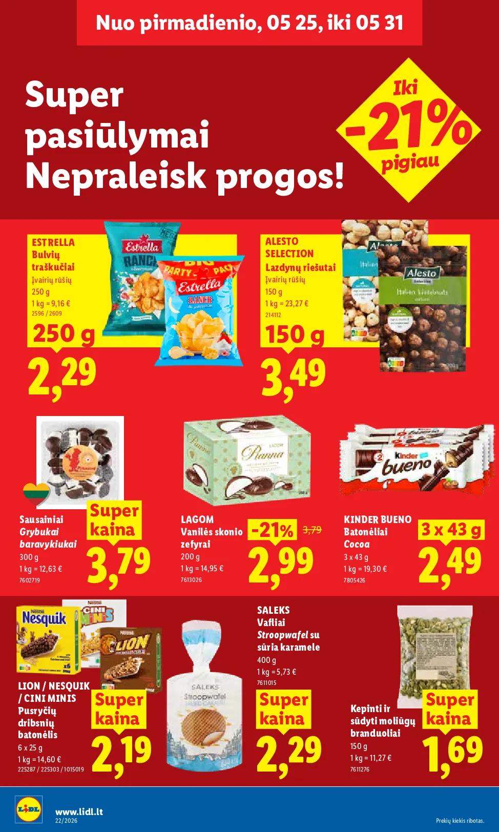 Lidl akcijos šią savaitę. Galioja nuo 2026-05-25 iki 2026-05-31 – 14 psl.