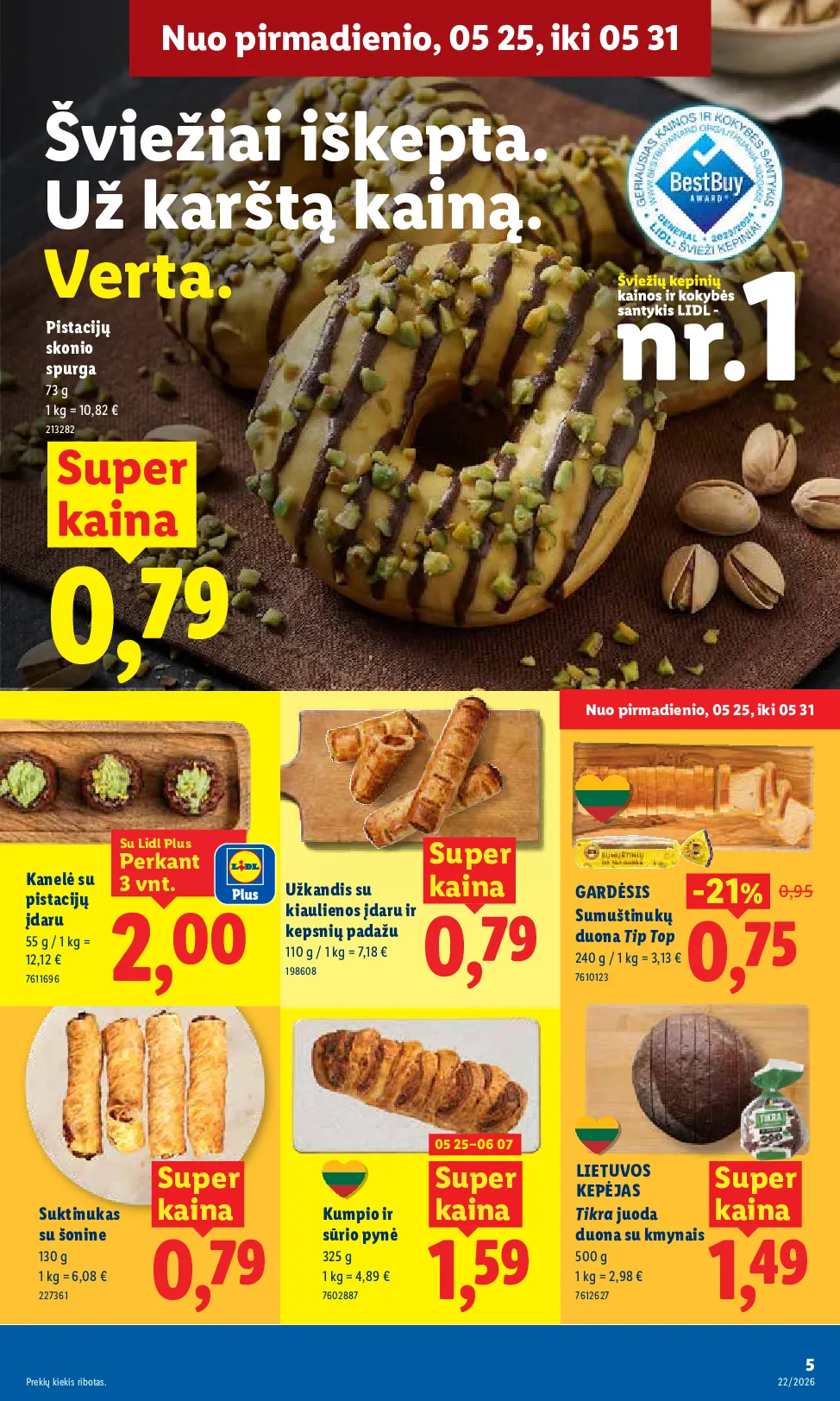 Lidl akcijos šią savaitę. Galioja nuo 2026-05-25 iki 2026-05-31 – 5 psl.