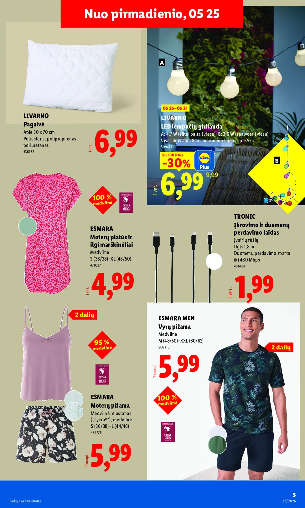 Lidl akcijos šią savaitę. Galioja nuo 2026-05-25 iki 2026-05-31 – 5 psl.