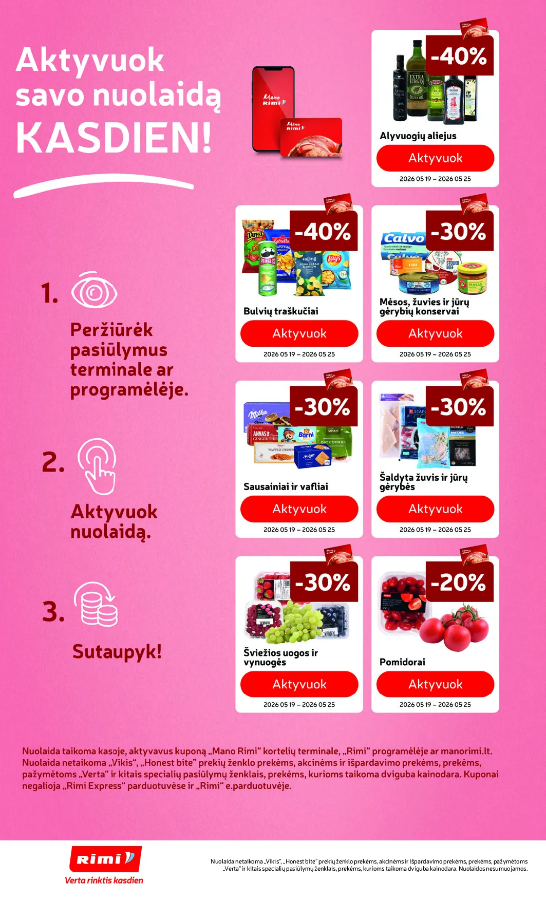 Rimi akcijos šią savaitę. Galioja nuo 2026-05-19 iki 2026-05-25 – 20 psl.