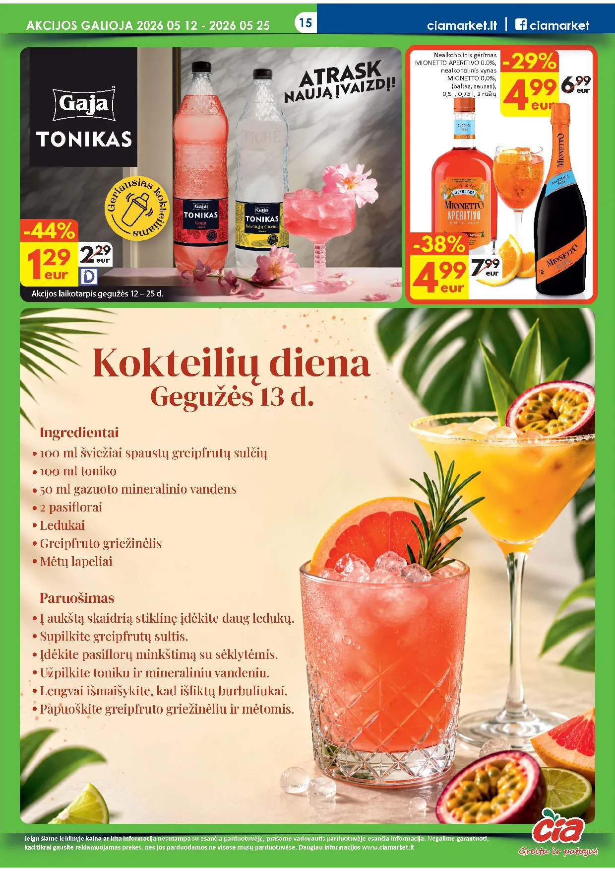 Čia Market akcijos šią savaitę. Galioja nuo 2026-05-12 iki 2026-05-25 – 15 psl.