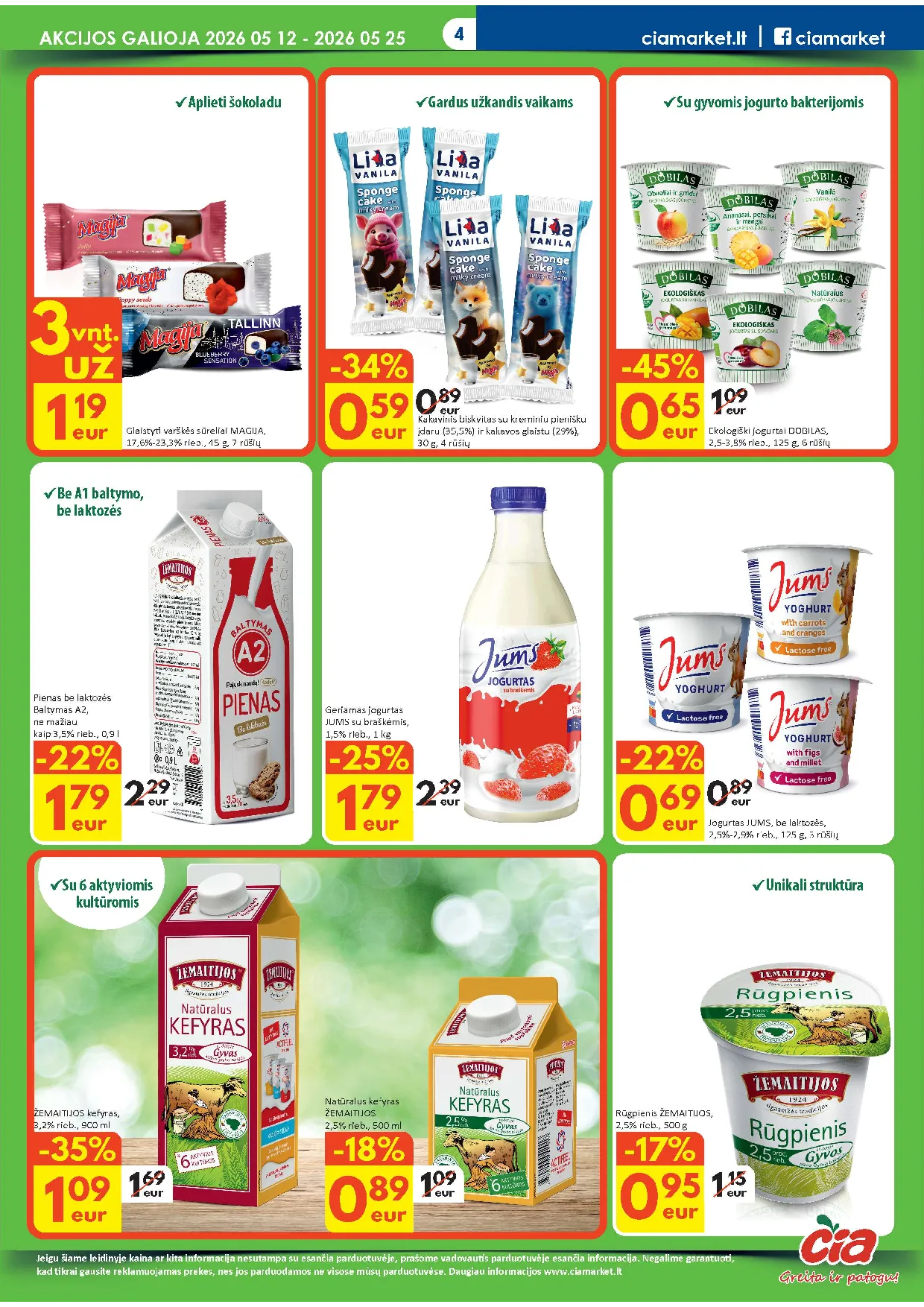 Čia Market akcijos šią savaitę. Galioja nuo 2026-05-12 iki 2026-05-25 – 4 psl.