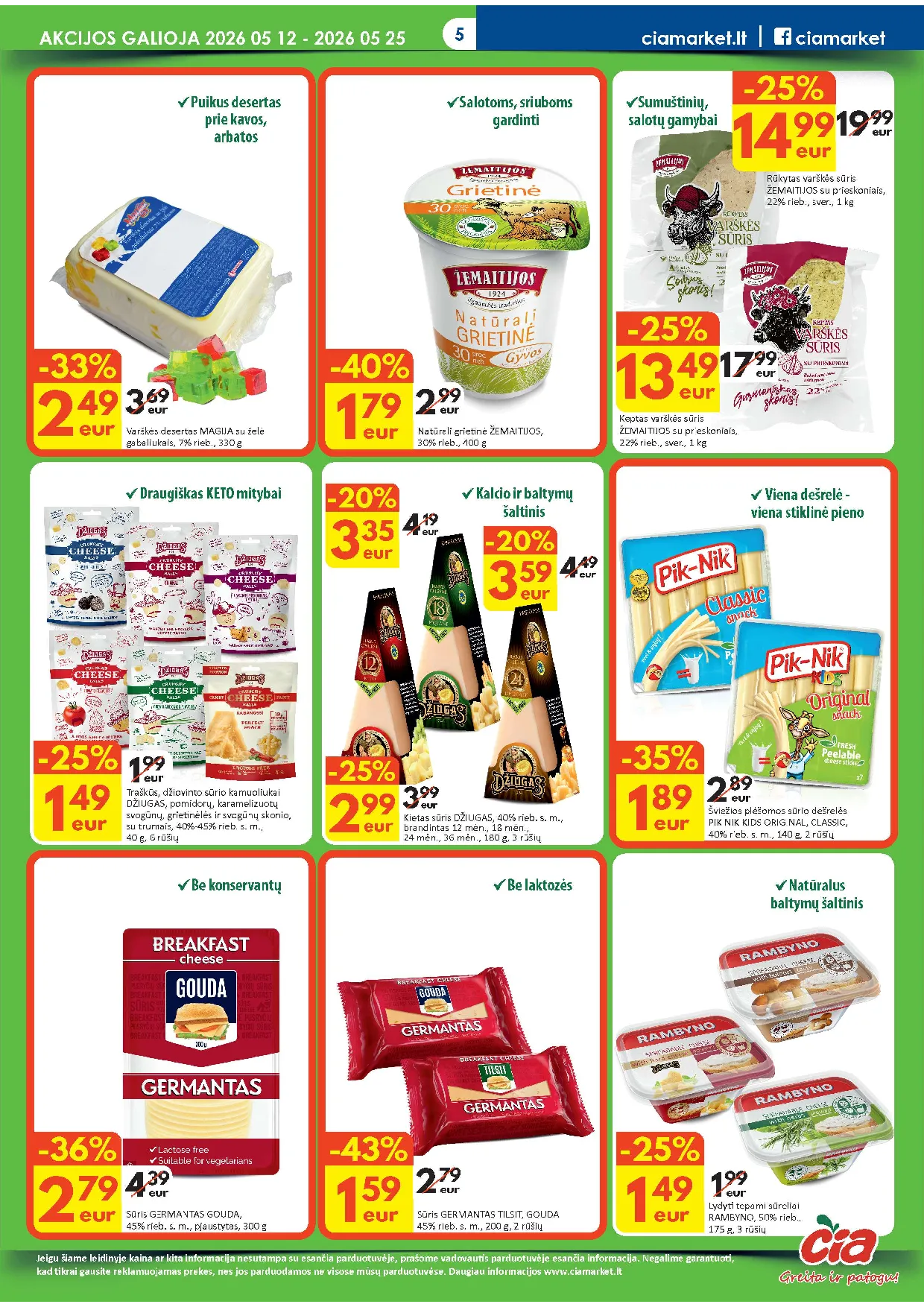 Čia Market akcijos šią savaitę. Galioja nuo 2026-05-12 iki 2026-05-25 – 5 psl.