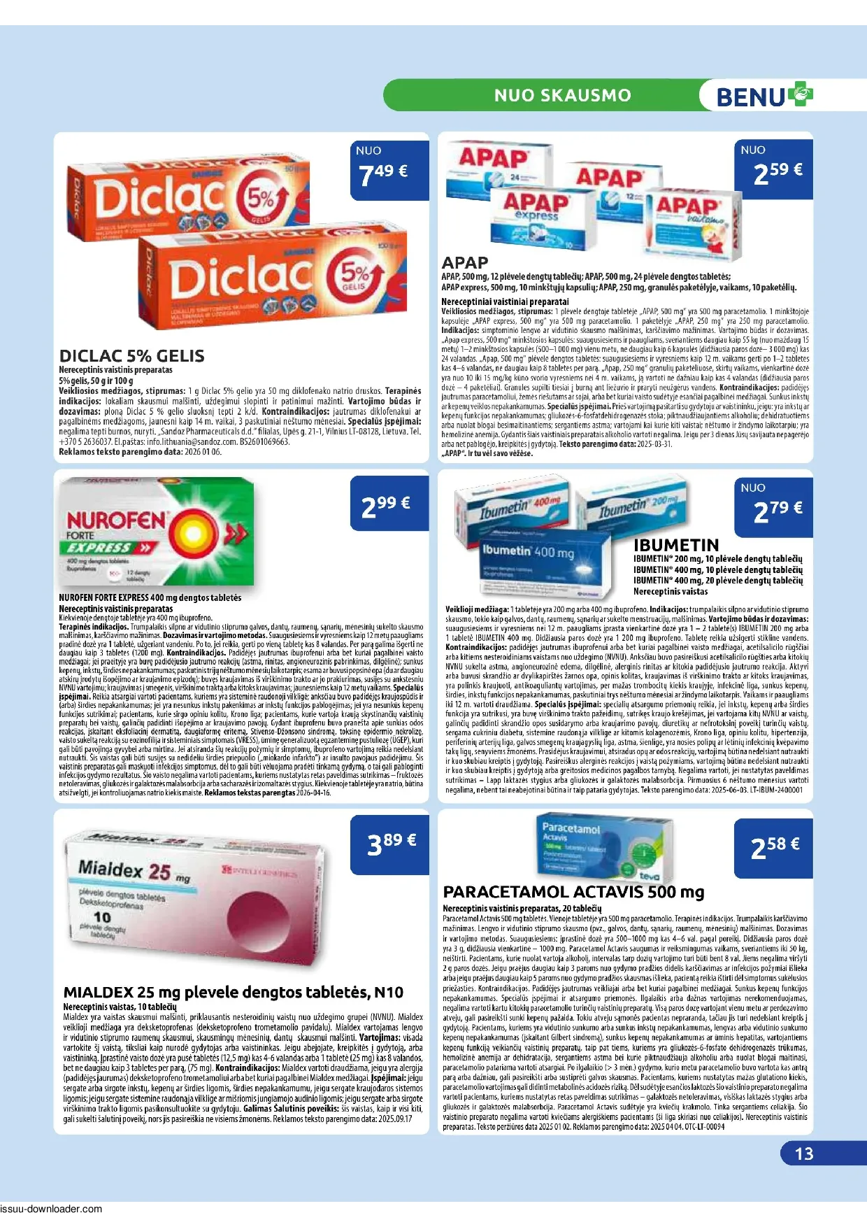 Benu leidinys – 13 psl.