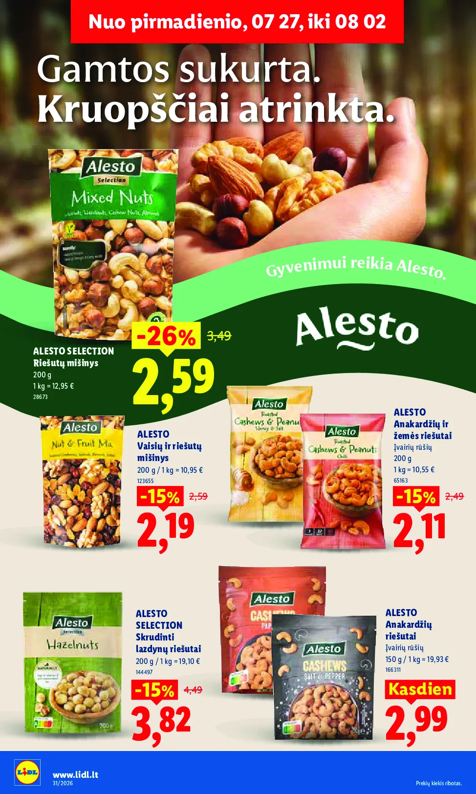 Lidl akcijos šią savaitę. Galioja nuo 2026-07-27 iki 2026-08-02 – 16 psl.