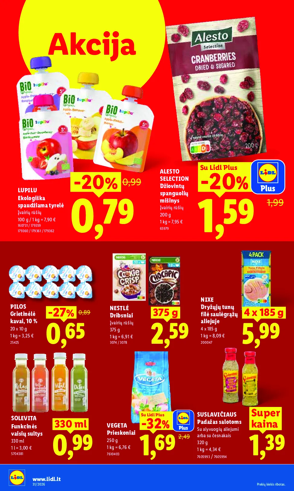 Lidl akcijos šią savaitę. Galioja nuo 2026-07-27 iki 2026-08-02 – 20 psl.