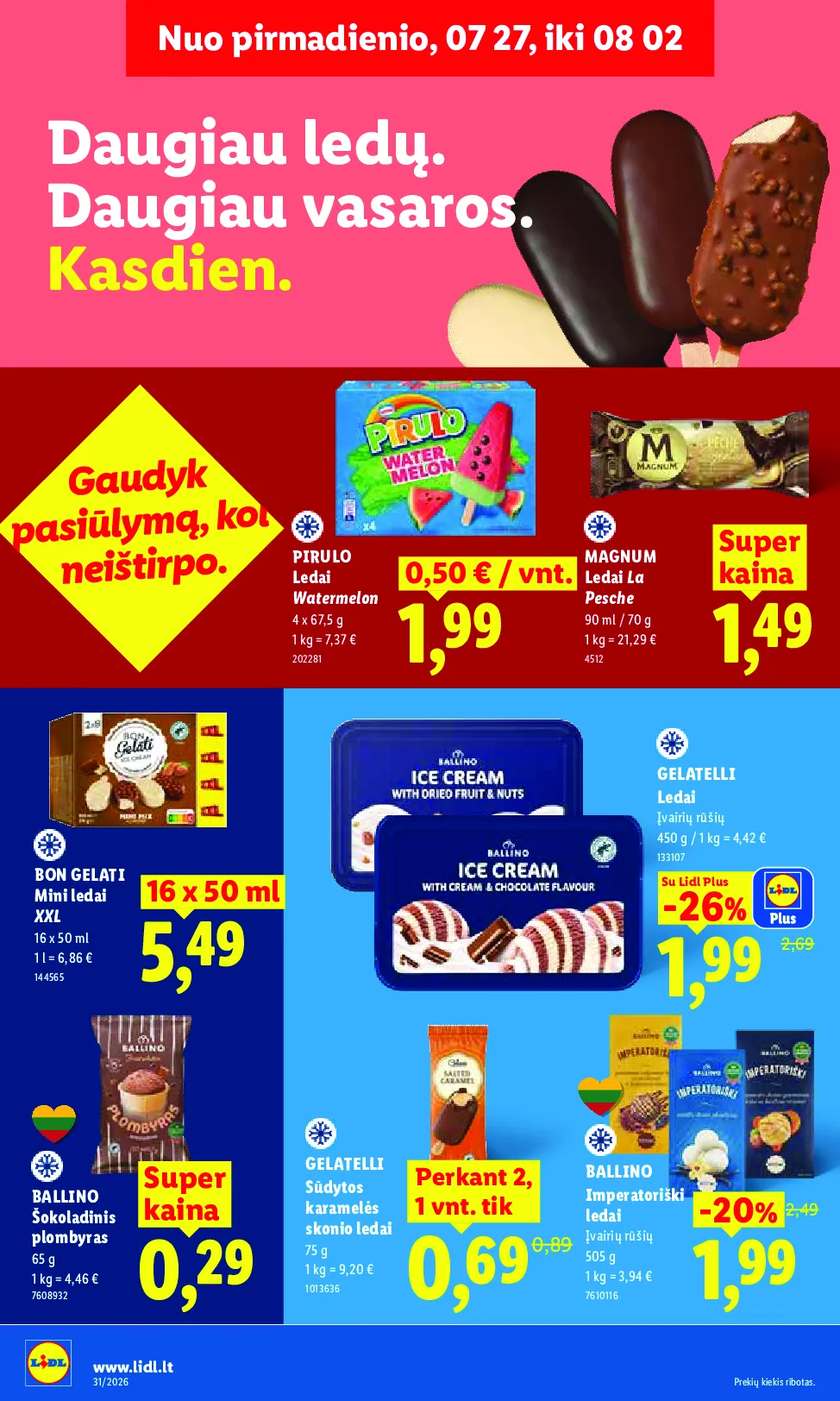 Lidl akcijos šią savaitę. Galioja nuo 2026-07-27 iki 2026-08-02 – 24 psl.
