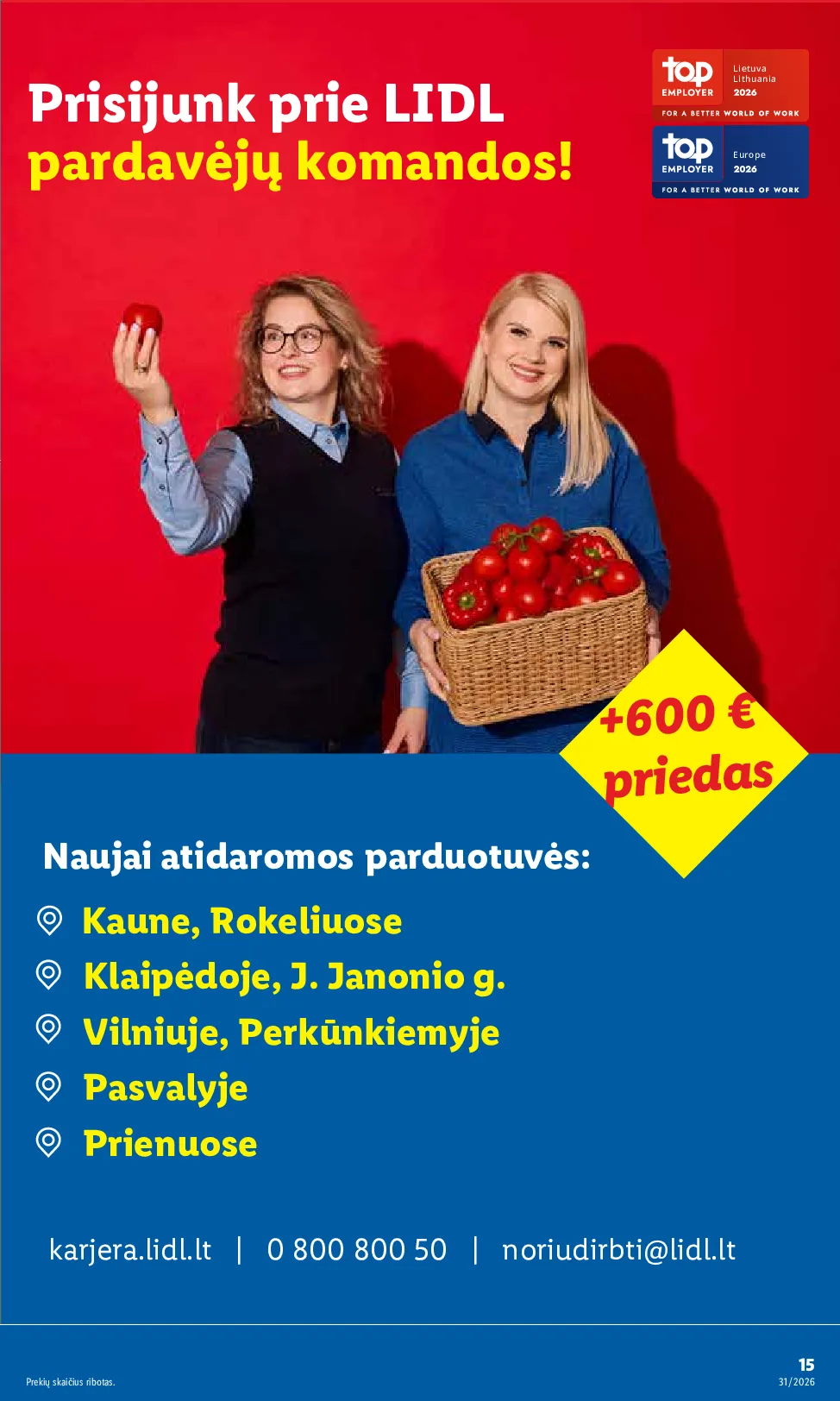 Lidl akcijos šią savaitę. Galioja nuo 2026-07-27 iki 2026-08-02 – 15 psl.