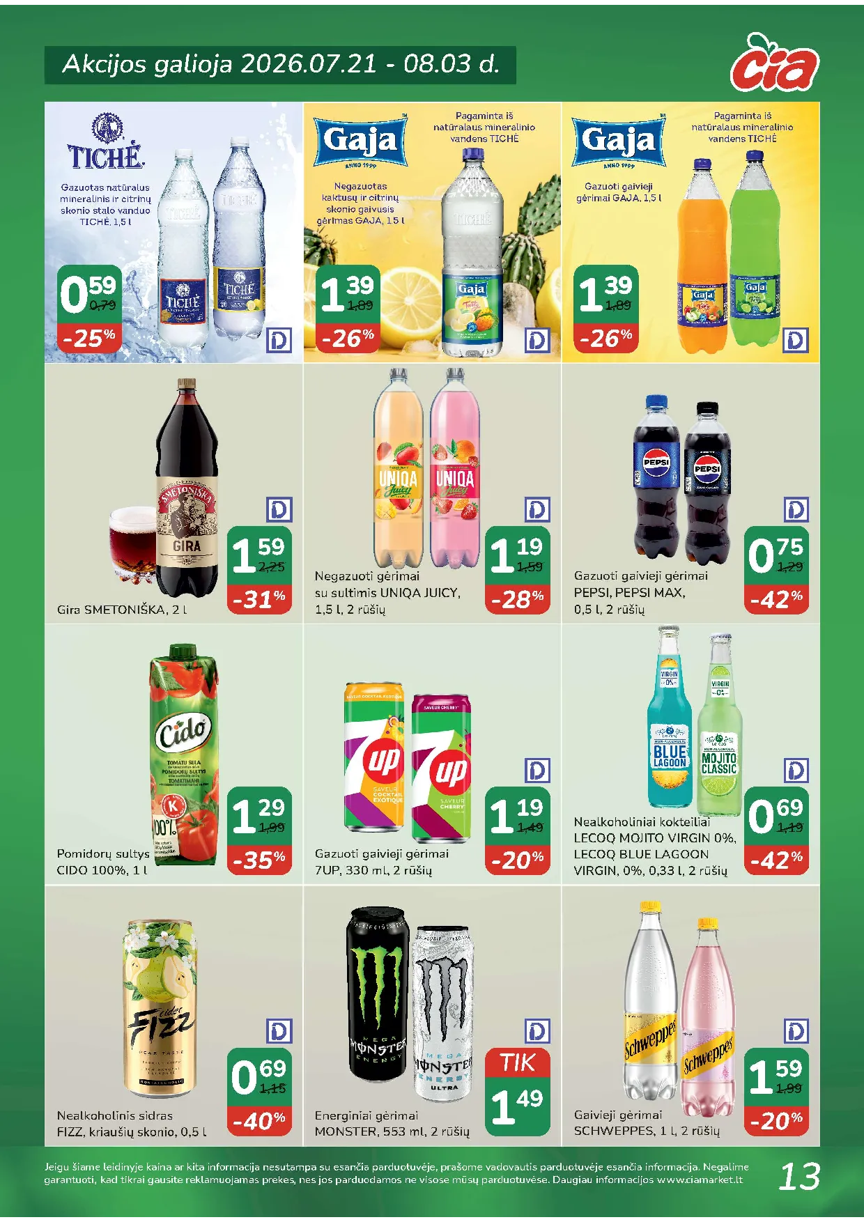 Čia Market akcijos šią savaitę. Galioja nuo 2026-07-07 iki 2026-07-20 – 13 psl.