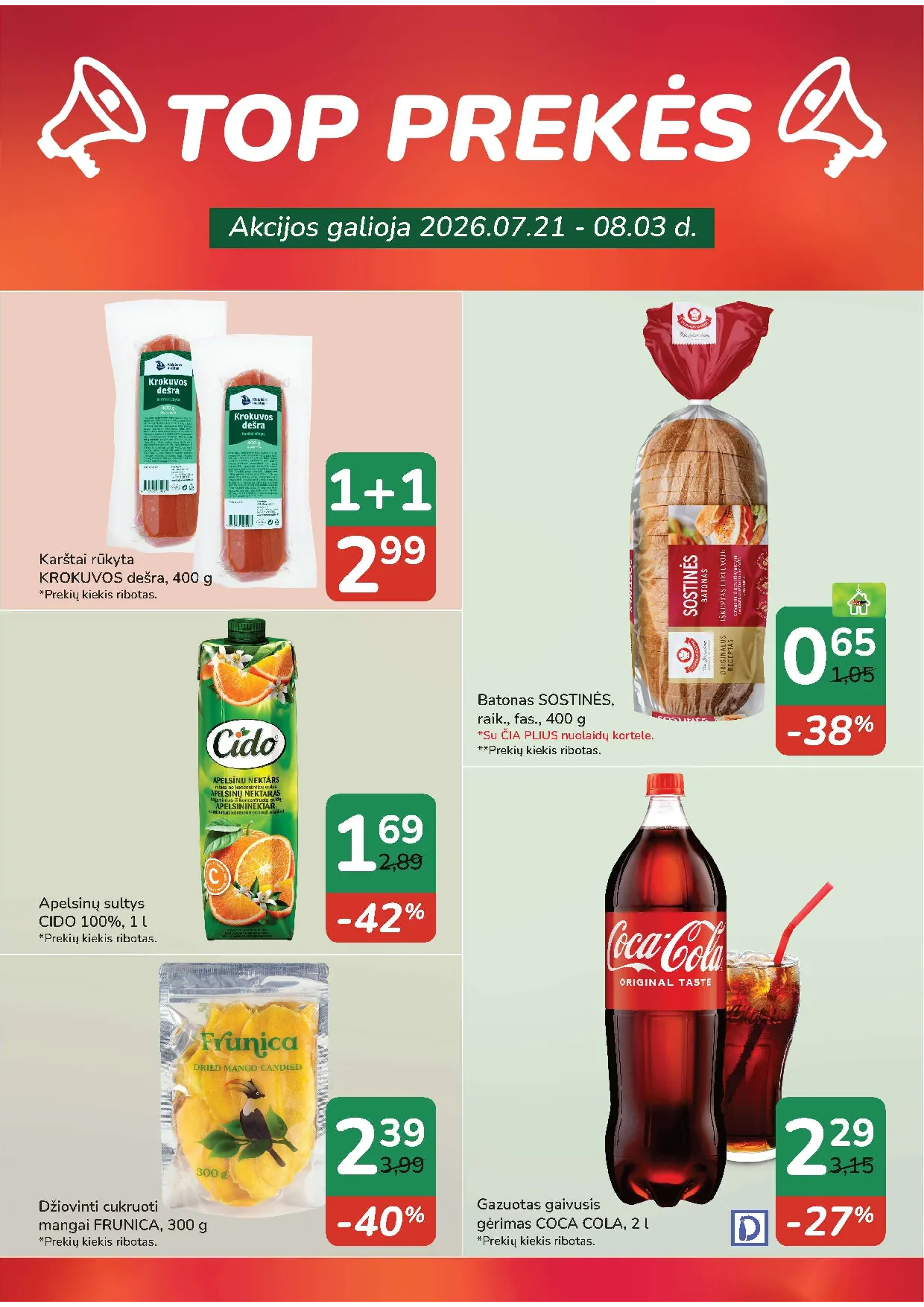 Čia Market akcijos šią savaitę. Galioja nuo 2026-07-07 iki 2026-07-20 – 16 psl.