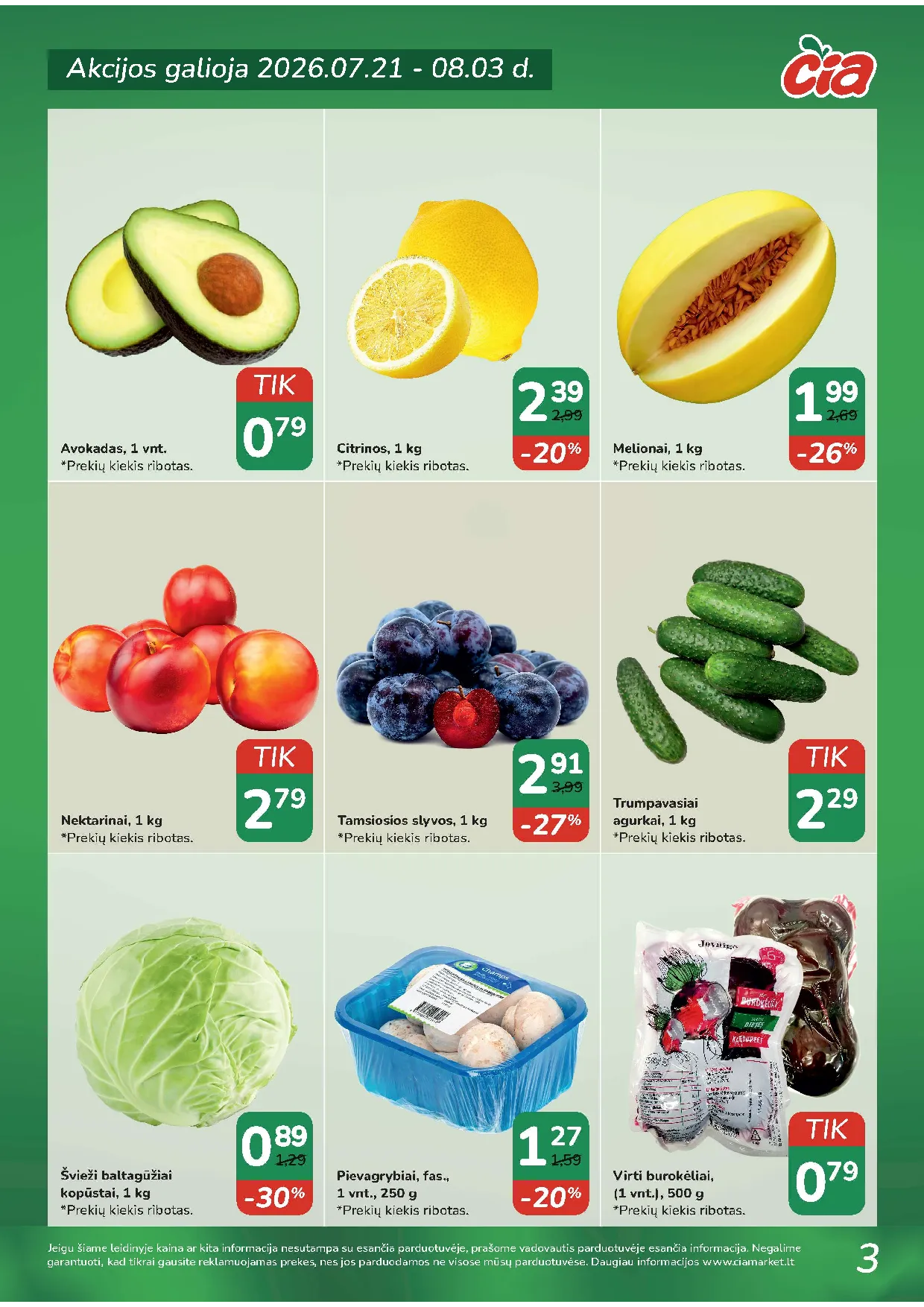 Čia Market akcijos šią savaitę. Galioja nuo 2026-07-07 iki 2026-07-20 – 3 psl.