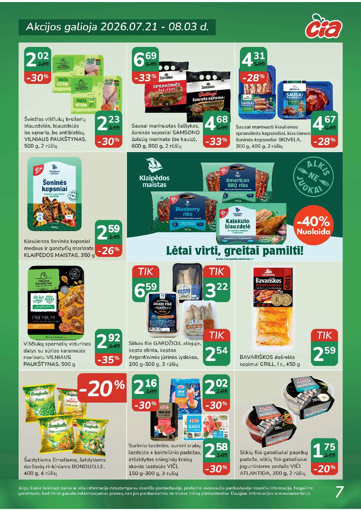 Čia Market akcijos šią savaitę. Galioja nuo 2026-07-07 iki 2026-07-20 – 7 psl.