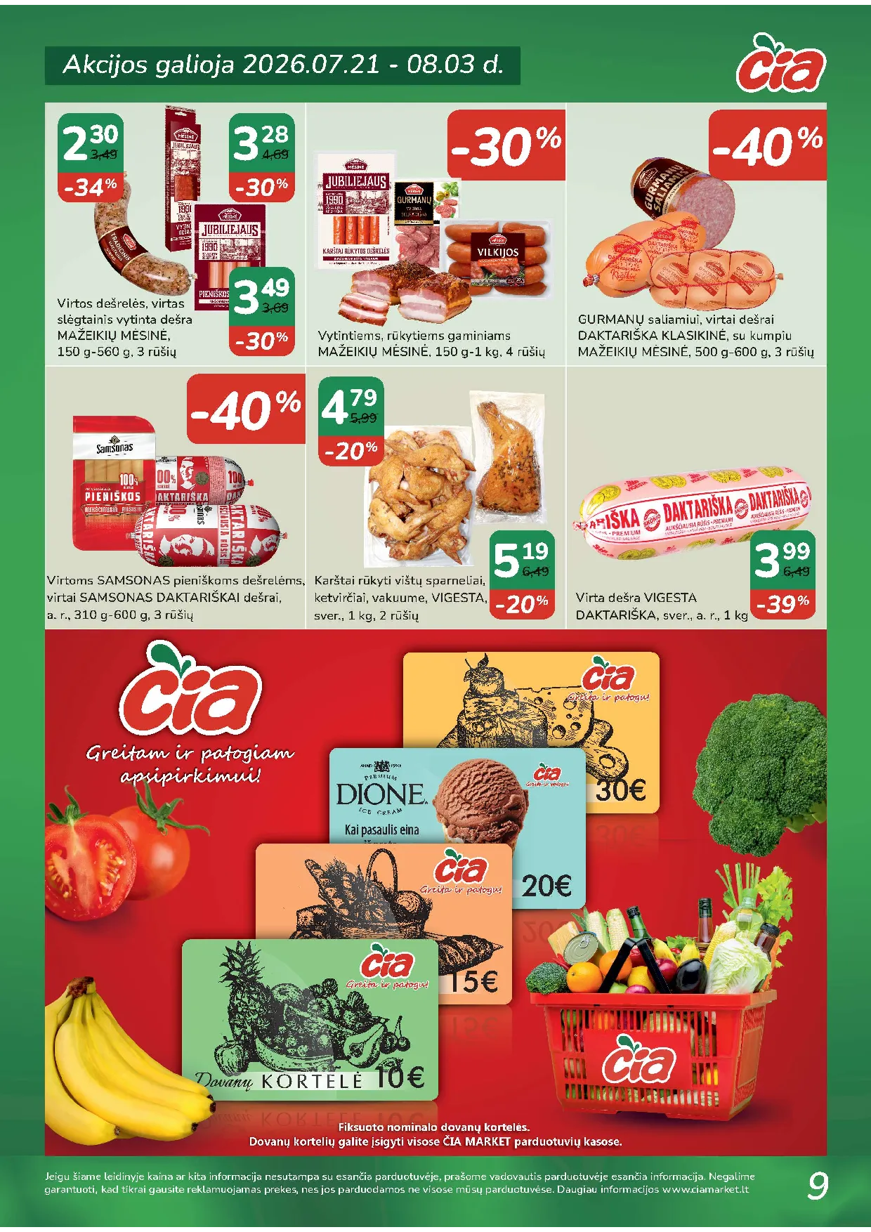 Čia Market akcijos šią savaitę. Galioja nuo 2026-07-07 iki 2026-07-20 – 9 psl.
