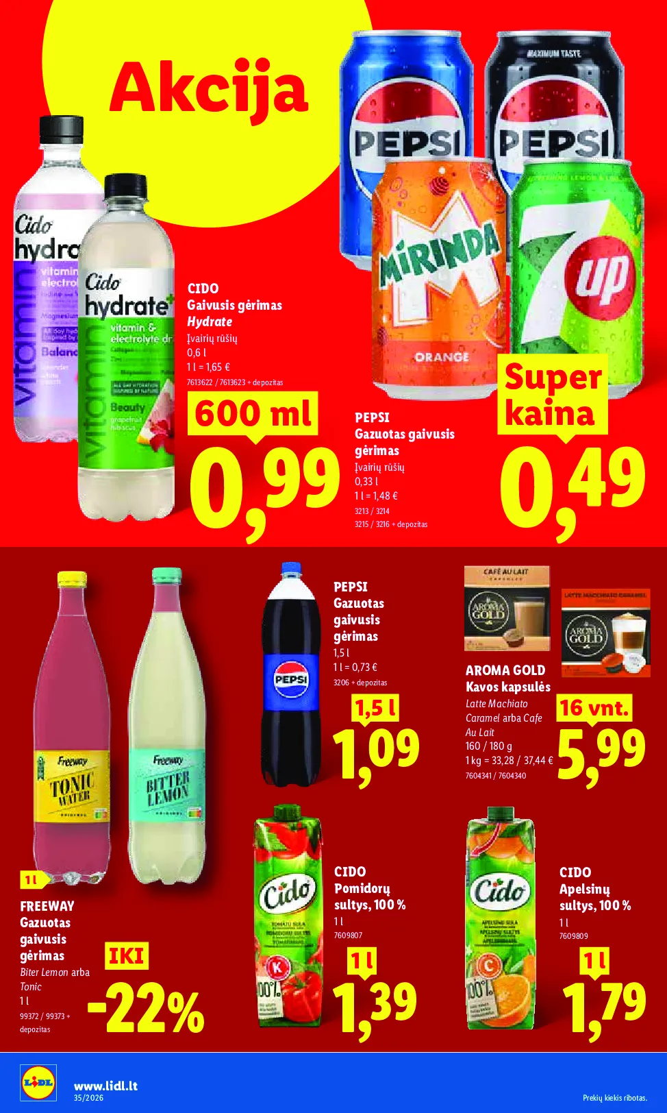 Lidl akcijos šią savaitę. Galioja nuo 2026-08-24 iki 2026-08-30 – 14 psl.