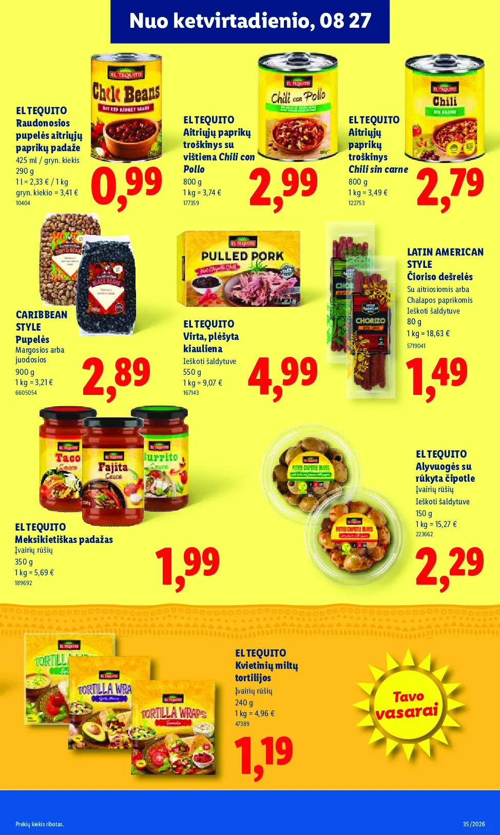 Lidl akcijos šią savaitę. Galioja nuo 2026-08-24 iki 2026-08-30 – 25 psl.