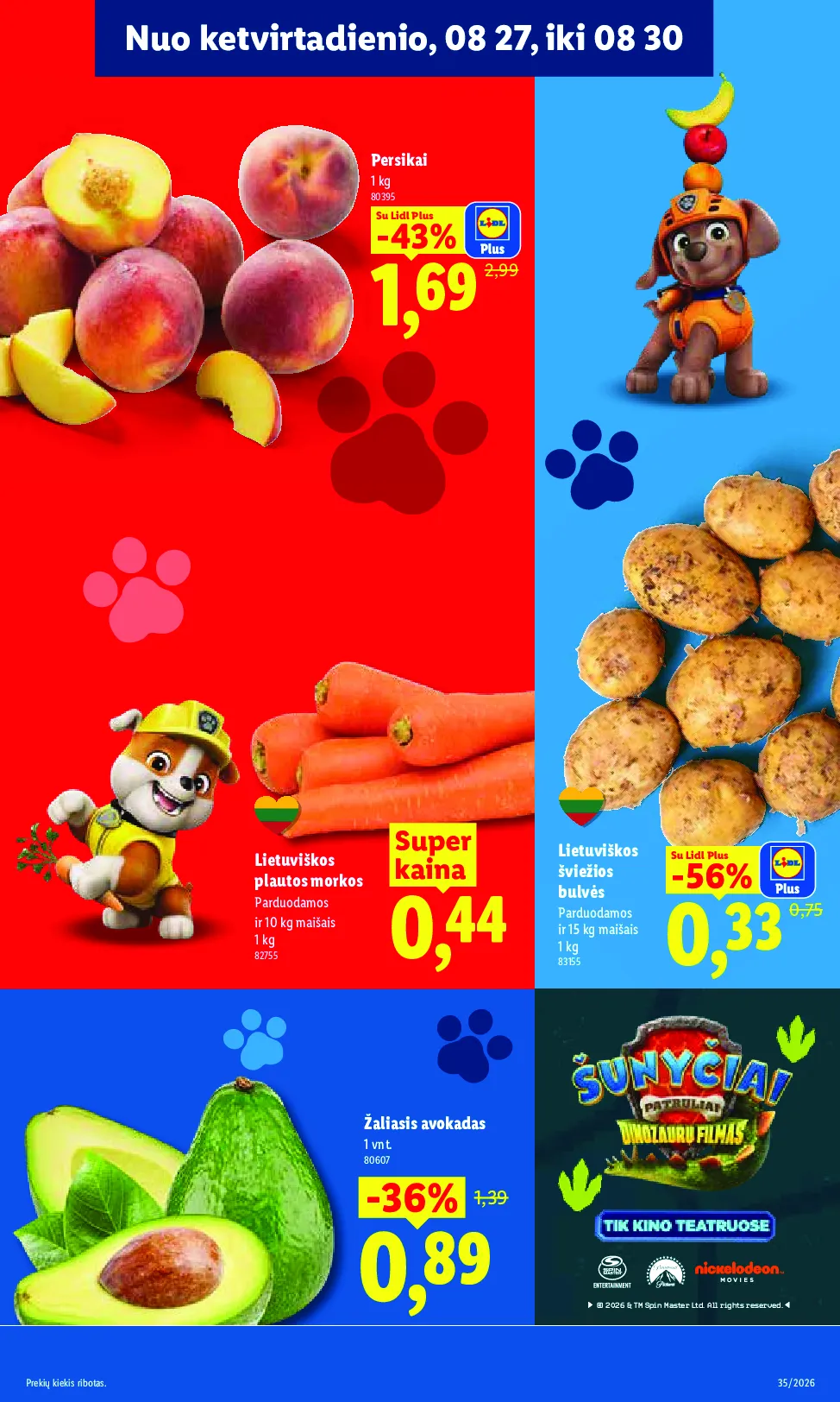 Lidl akcijos šią savaitę. Galioja nuo 2026-08-24 iki 2026-08-30 – 35 psl.