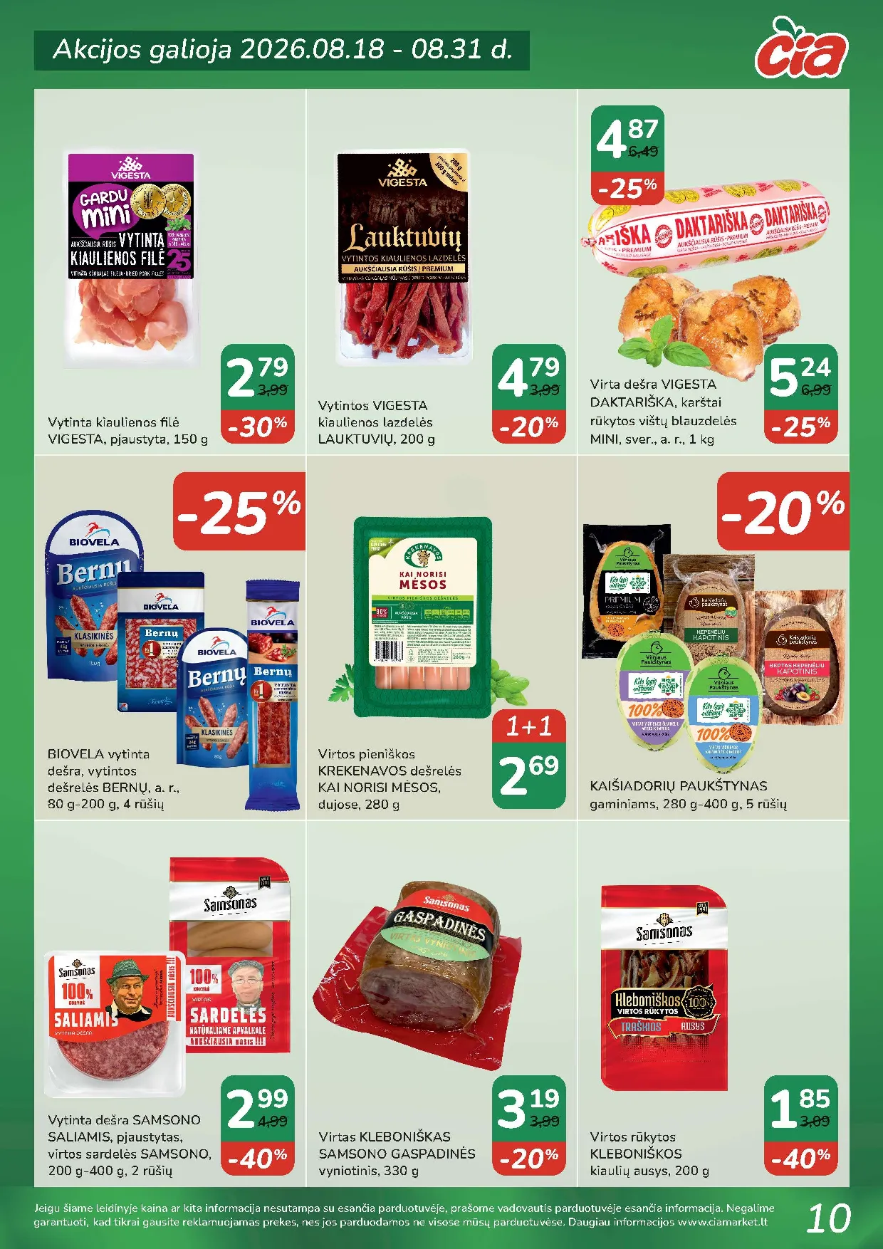 Čia Market akcijos šią savaitę. Galioja nuo 2026-08-18 iki 2026-08-31 – 10 psl.