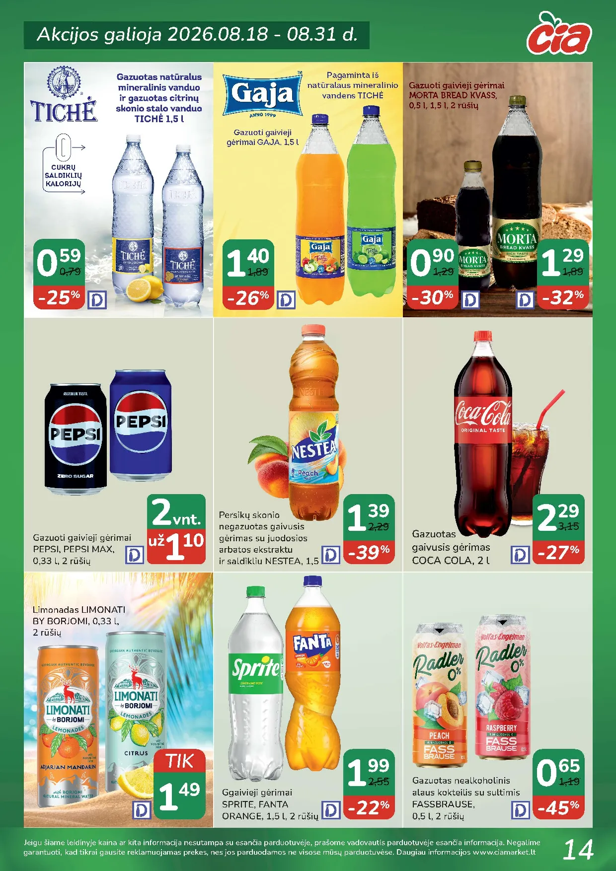 Čia Market akcijos šią savaitę. Galioja nuo 2026-08-18 iki 2026-08-31 – 14 psl.