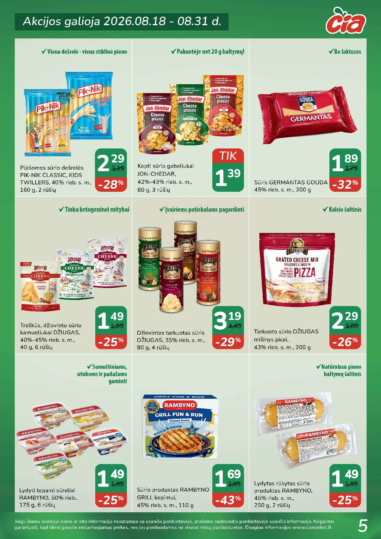 Čia Market akcijos šią savaitę. Galioja nuo 2026-08-18 iki 2026-08-31 – 5 psl.