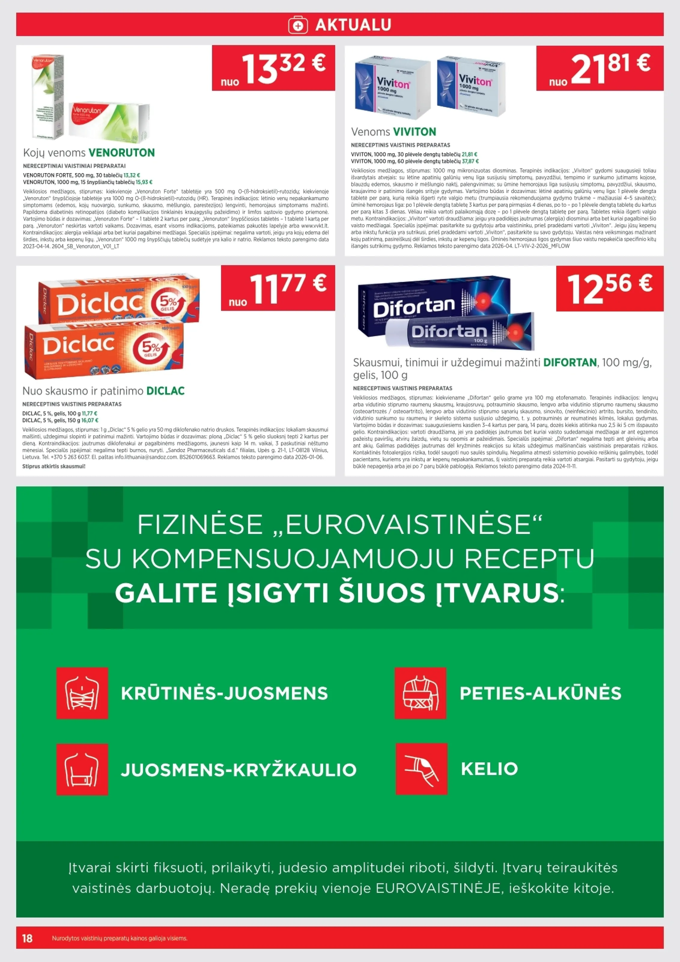 Euro vaistinė akcijos šią savaitę. Galioja nuo 2026-08-01 iki 2026-08-31 – 18 psl.
